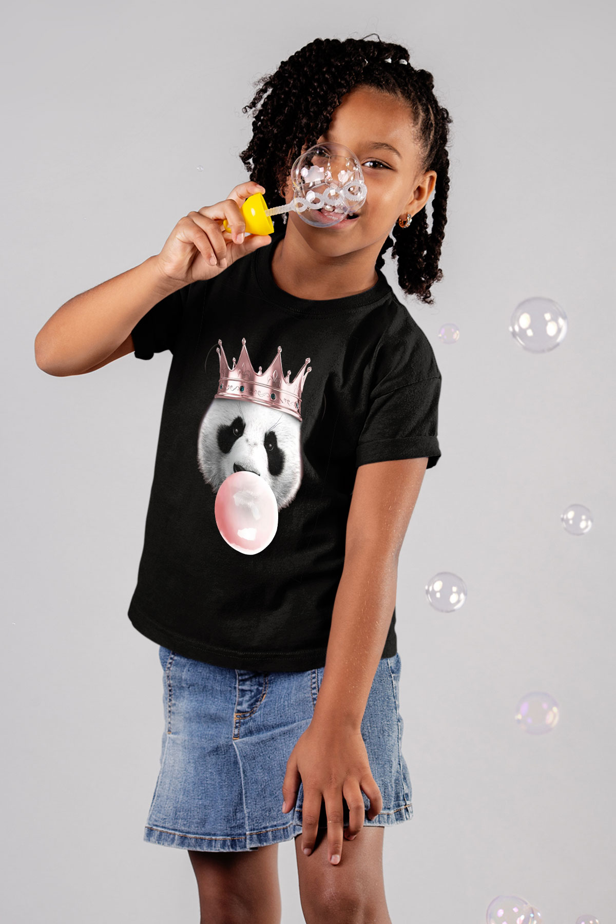 Panda Siyah Unisex Çocuk Tişört