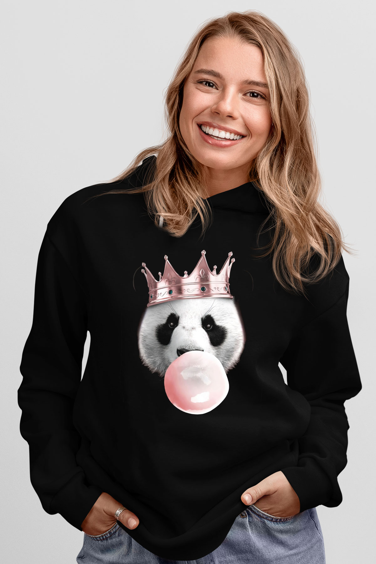 Panda Siyah Unisex Hoodie