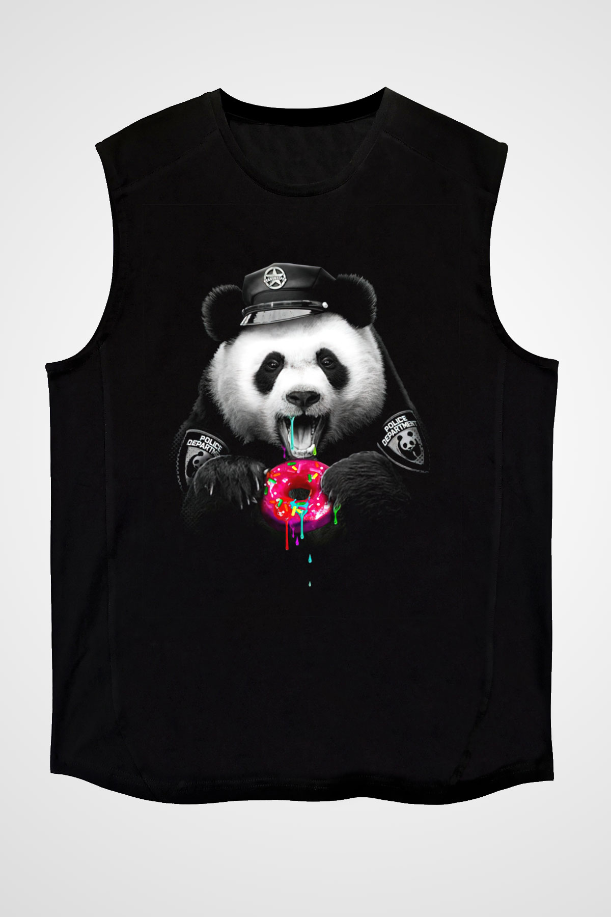 Panda Siyah Unisex Kolsuz Tişört