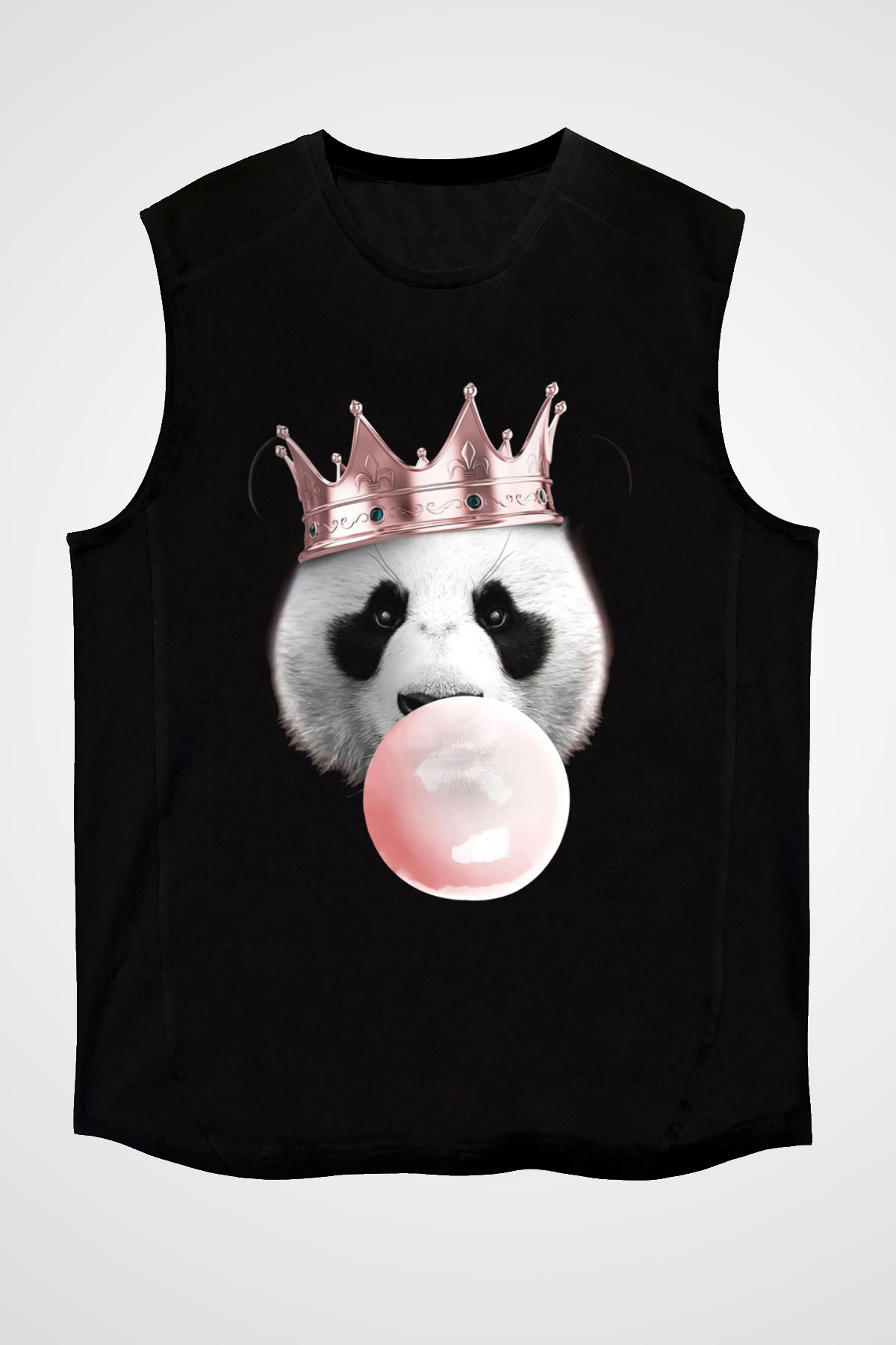 Panda Siyah Unisex Kolsuz Tişört