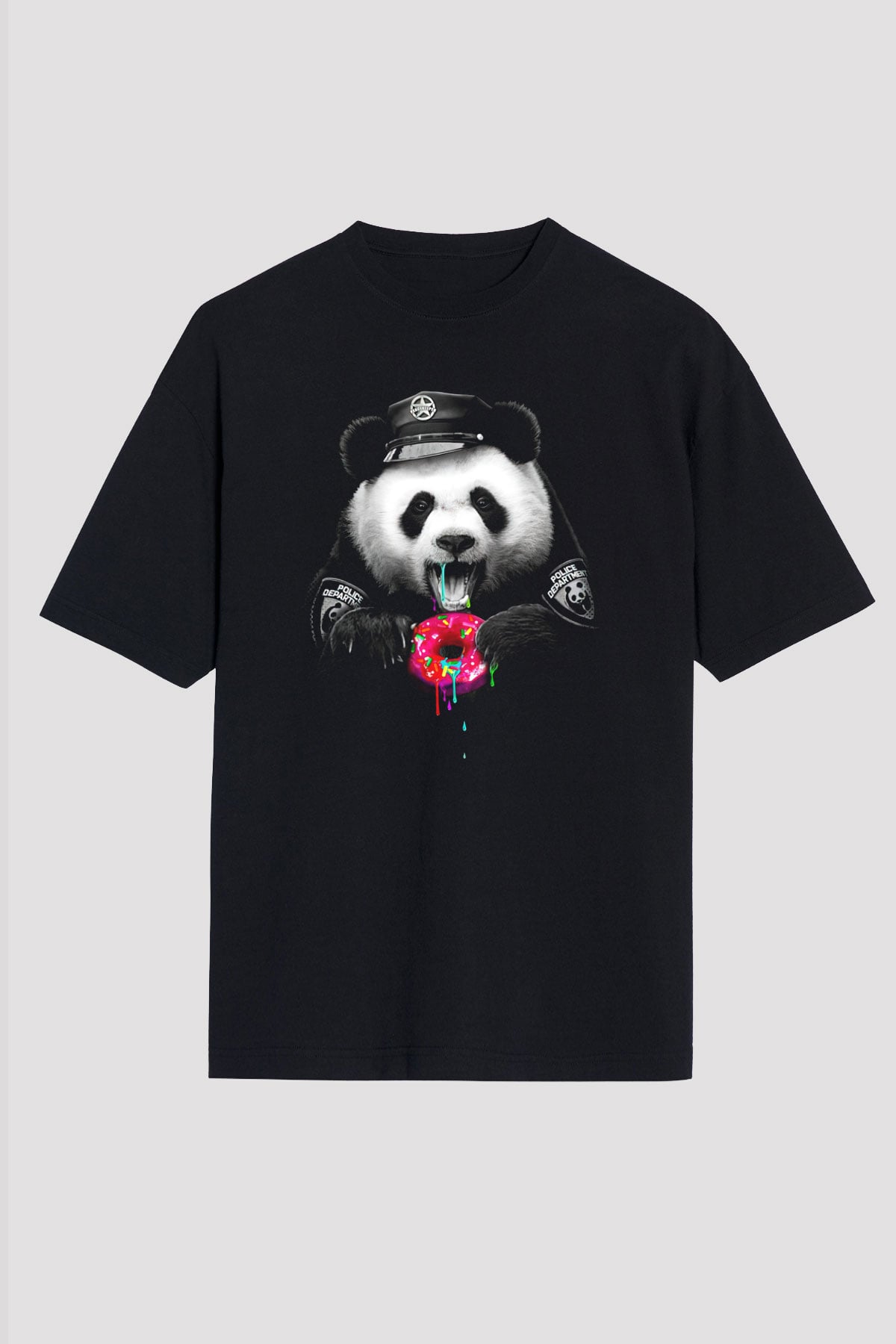 Panda Siyah Unisex Oversize Tişört T-Shirt