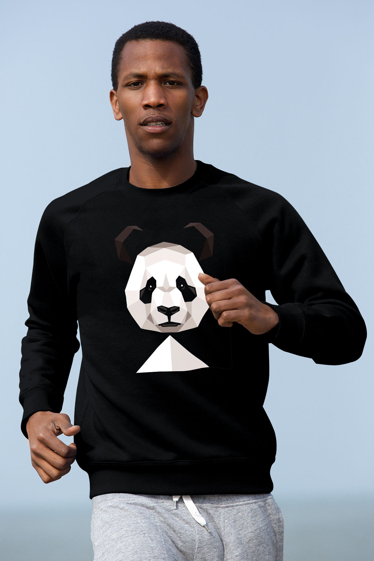 Panda Siyah Unisex Sweatshirt