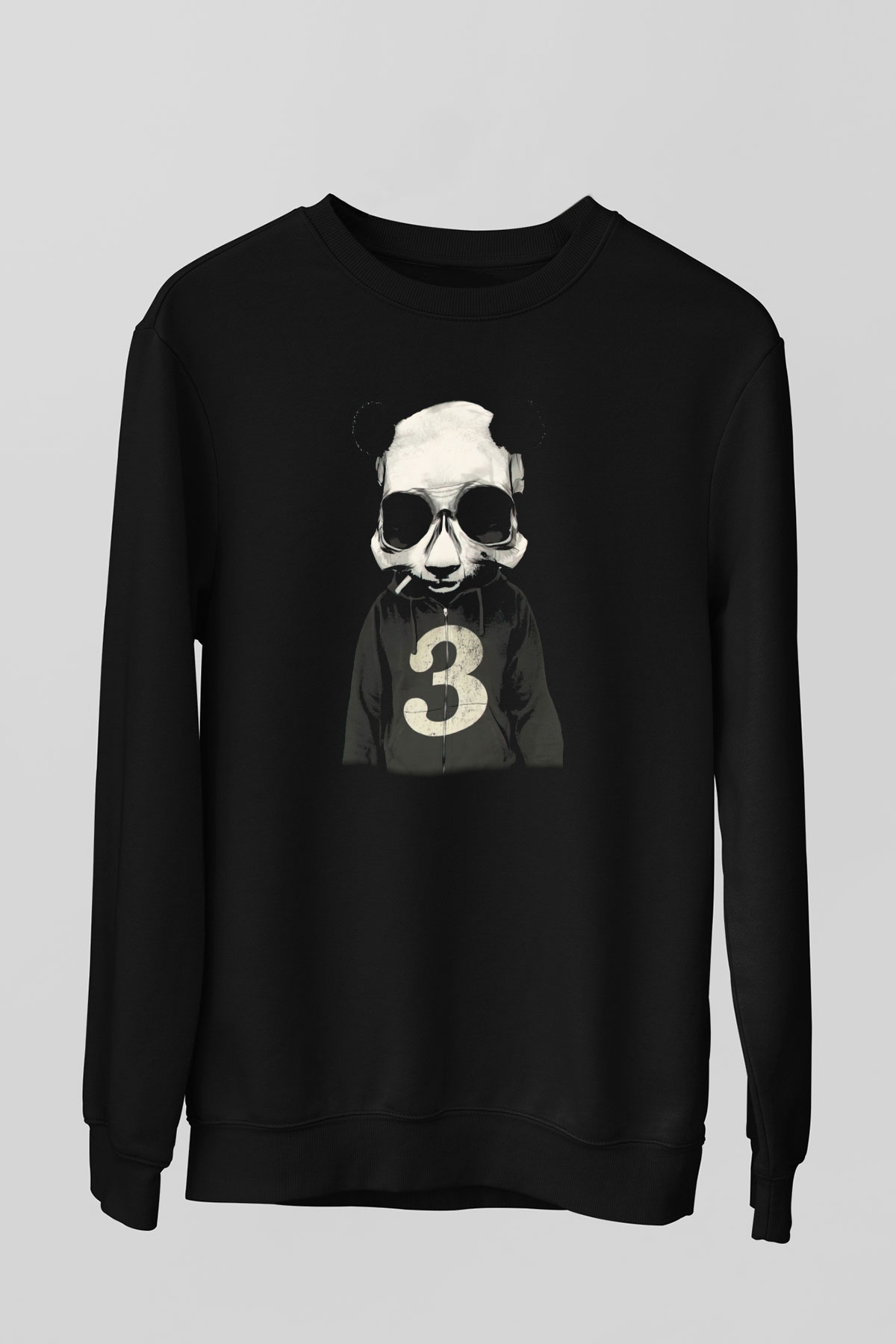 Panda Siyah Unisex Sweatshirt