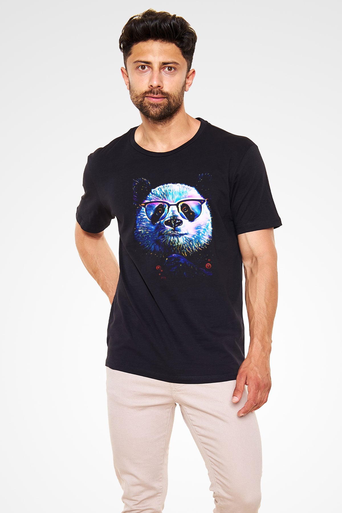 Panda Siyah Unisex Tişört T-Shirt - TişörtFabrikası