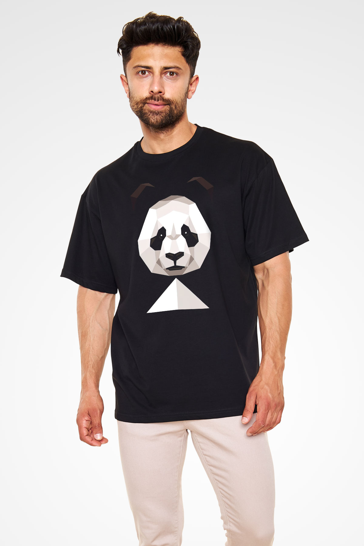Panda Siyah Oversize Tişört Oversize T-shirt - TişörtFabrikası