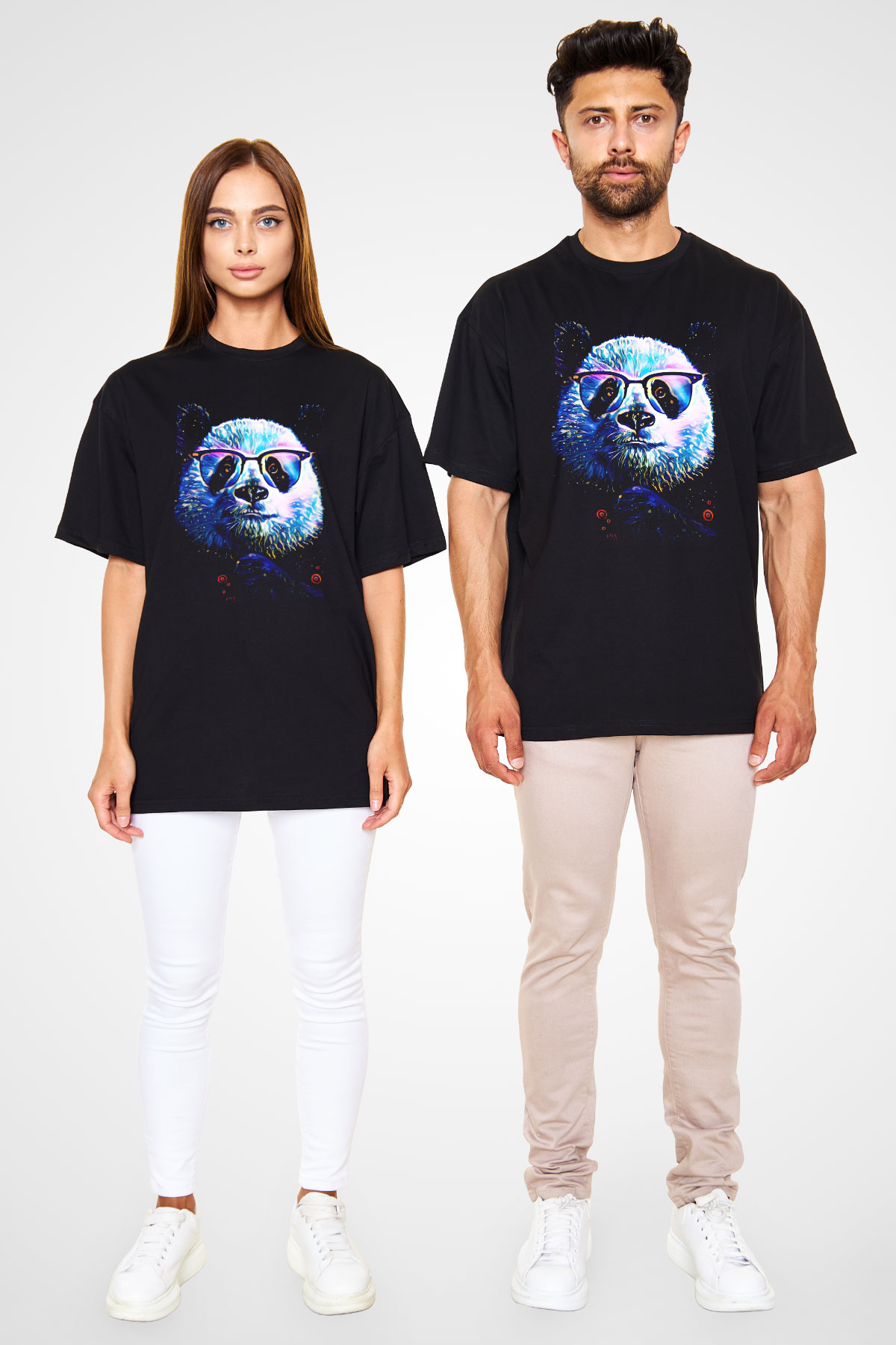 Panda Siyah Oversize Tişört Oversize T-shirt - TişörtFabrikası