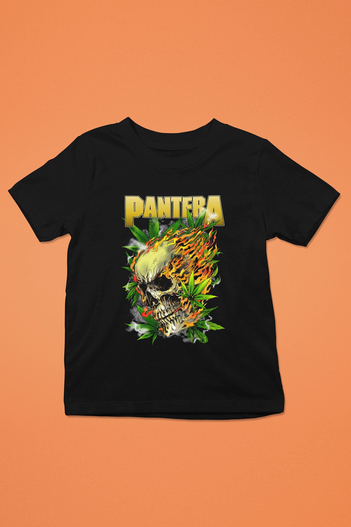Pantera Baskılı Siyah Unisex Çocuk Tişört