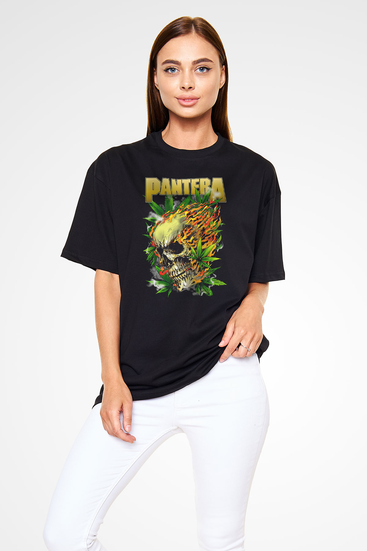 Pantera Siyah Unisex Oversize Tişört T-Shirt
