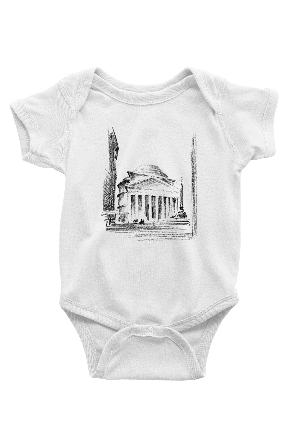 Pantheon Baskılı Beyaz Unisex Bebek Body - Zıbın