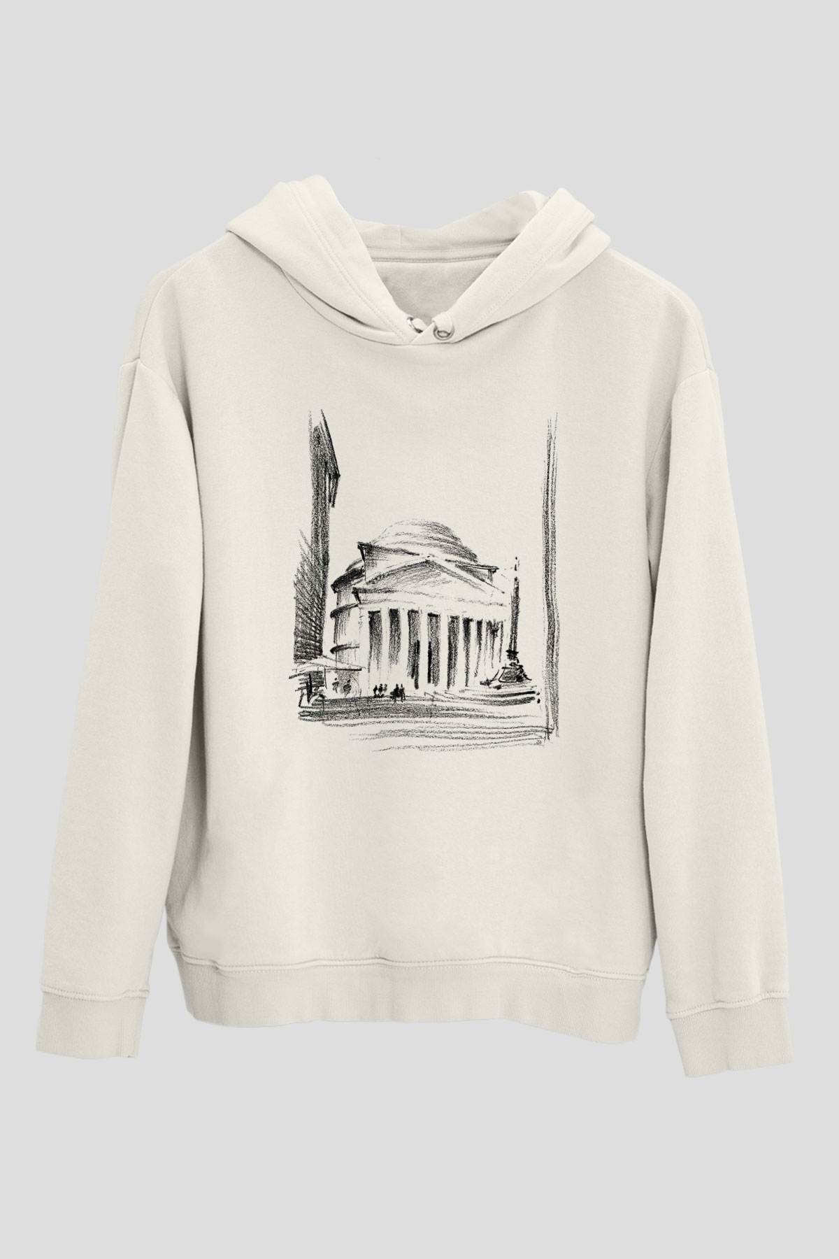 Pantheon Beyaz Unisex Kapşonlu Sweatshirt