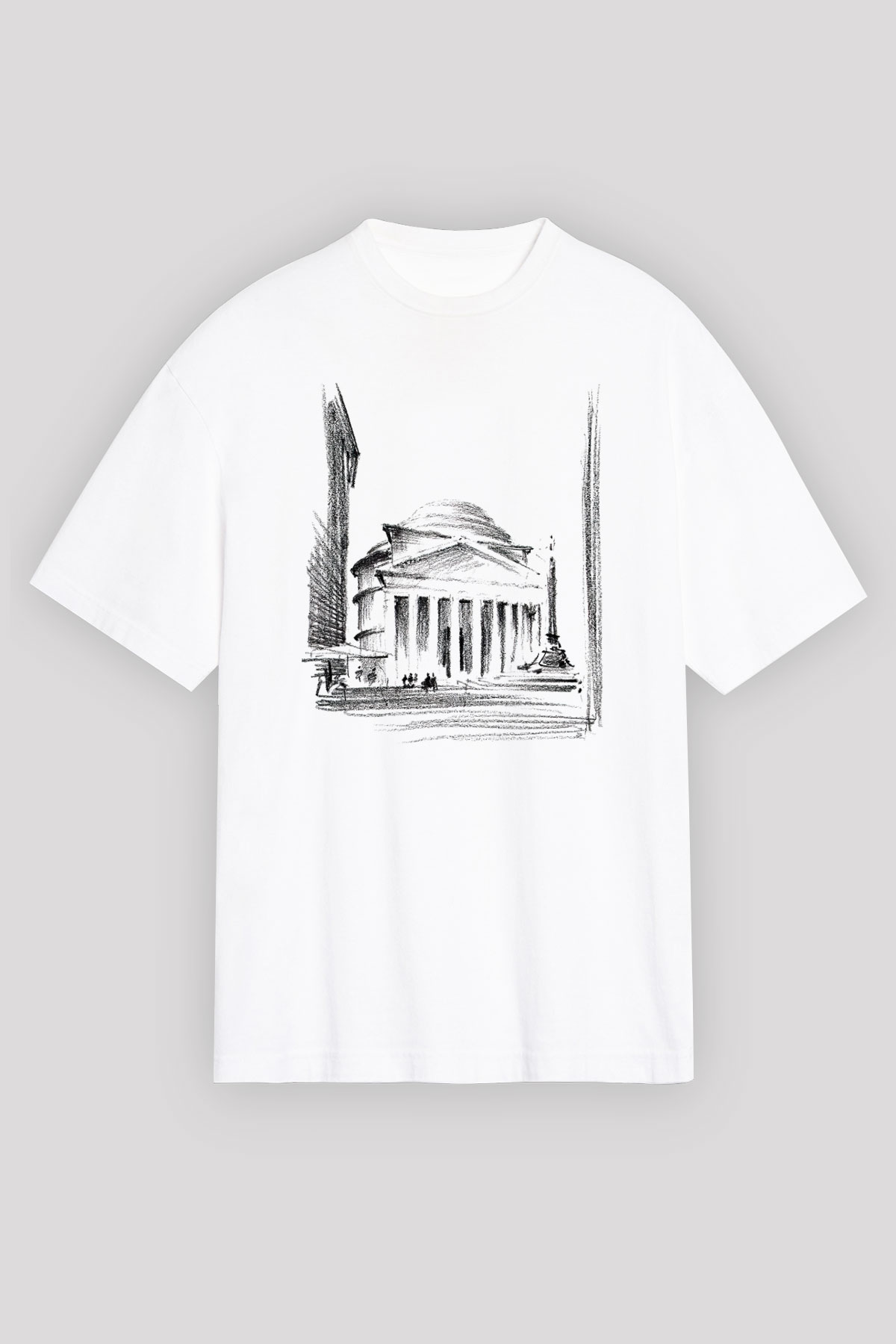 Pantheon Beyaz Unisex Oversize Tişört T-Shirt