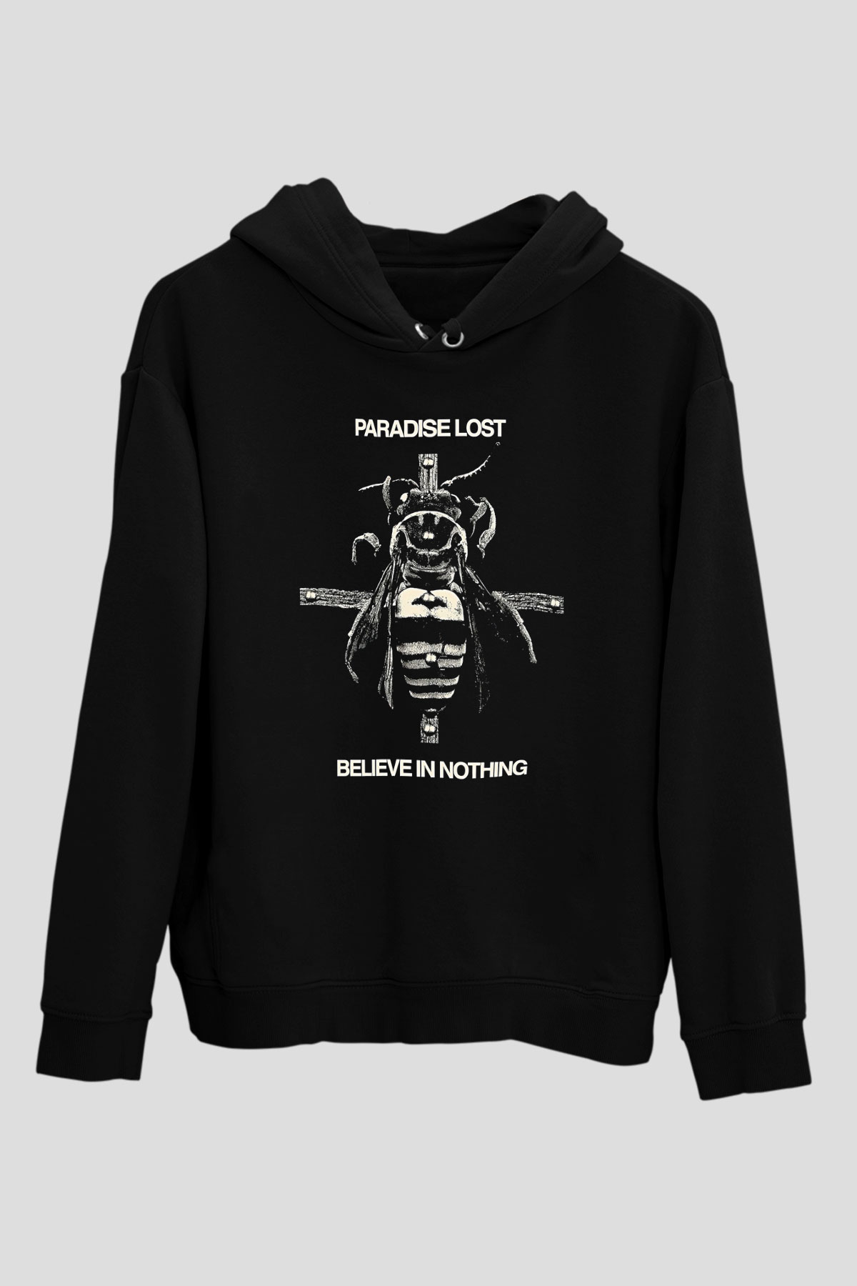 Paradise Lost Baskılı Unisex Siyah Kapüşonlu Sweatshirt