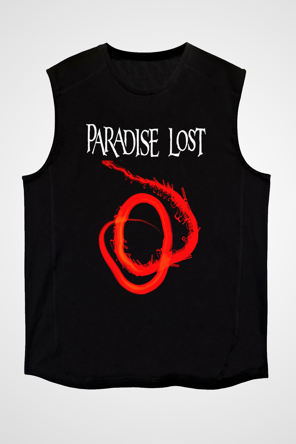 Paradise Lost Baskılı Unisex Siyah Kolsuz Tişört - Tshirt