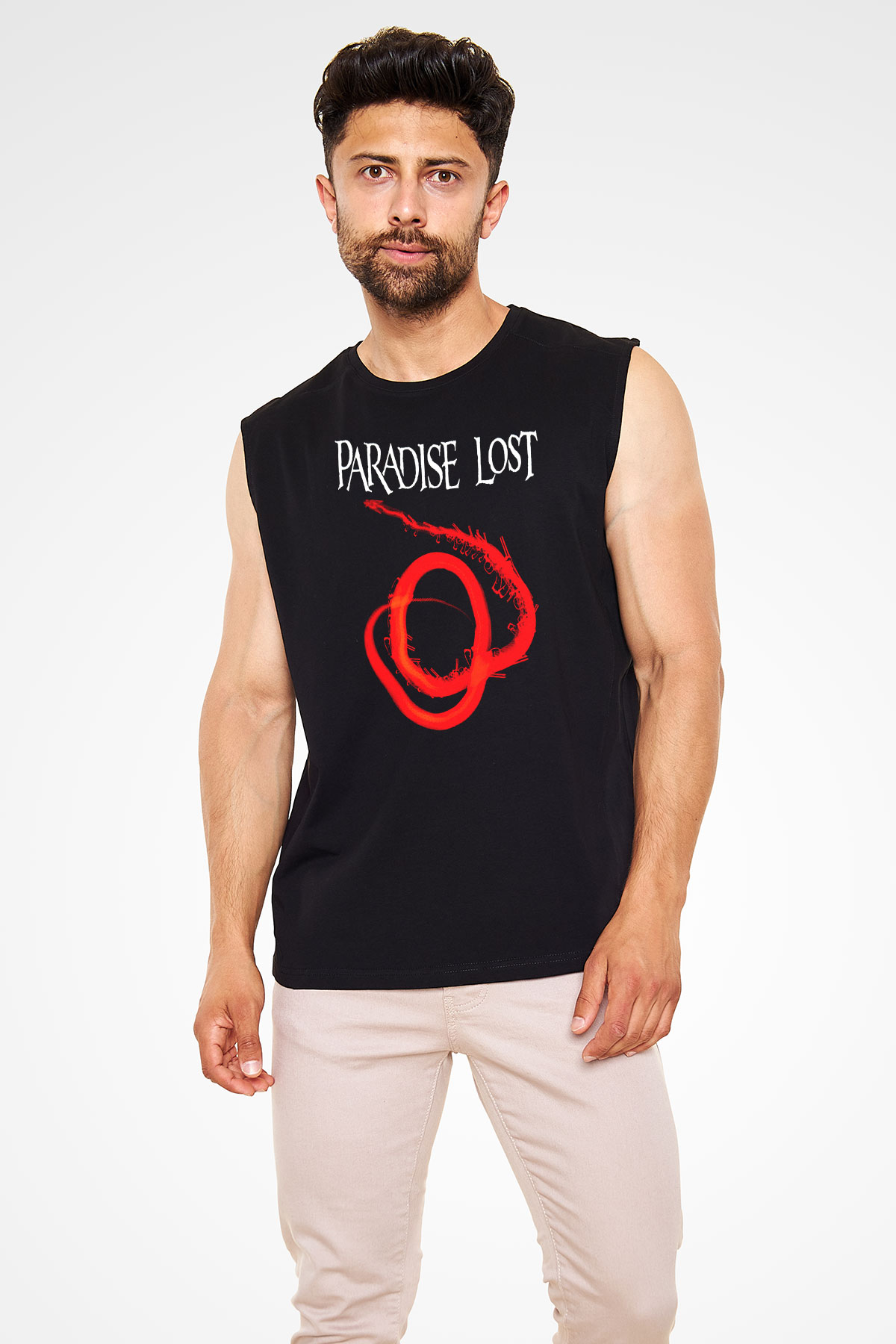 Paradise Lost Baskılı Unisex Siyah Kolsuz Tişört - Tshirt