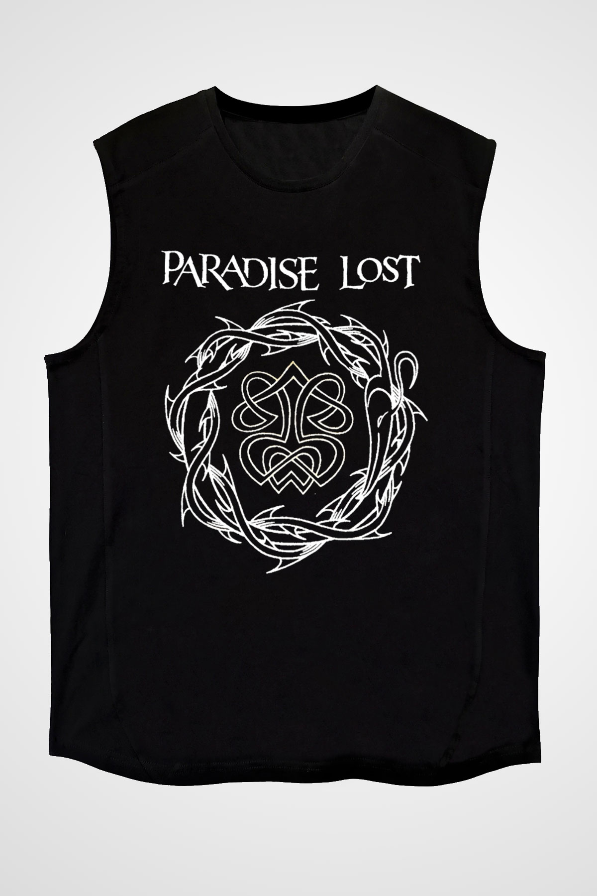 Paradise Lost Baskılı Unisex Siyah Kolsuz Tişört - Tshirt
