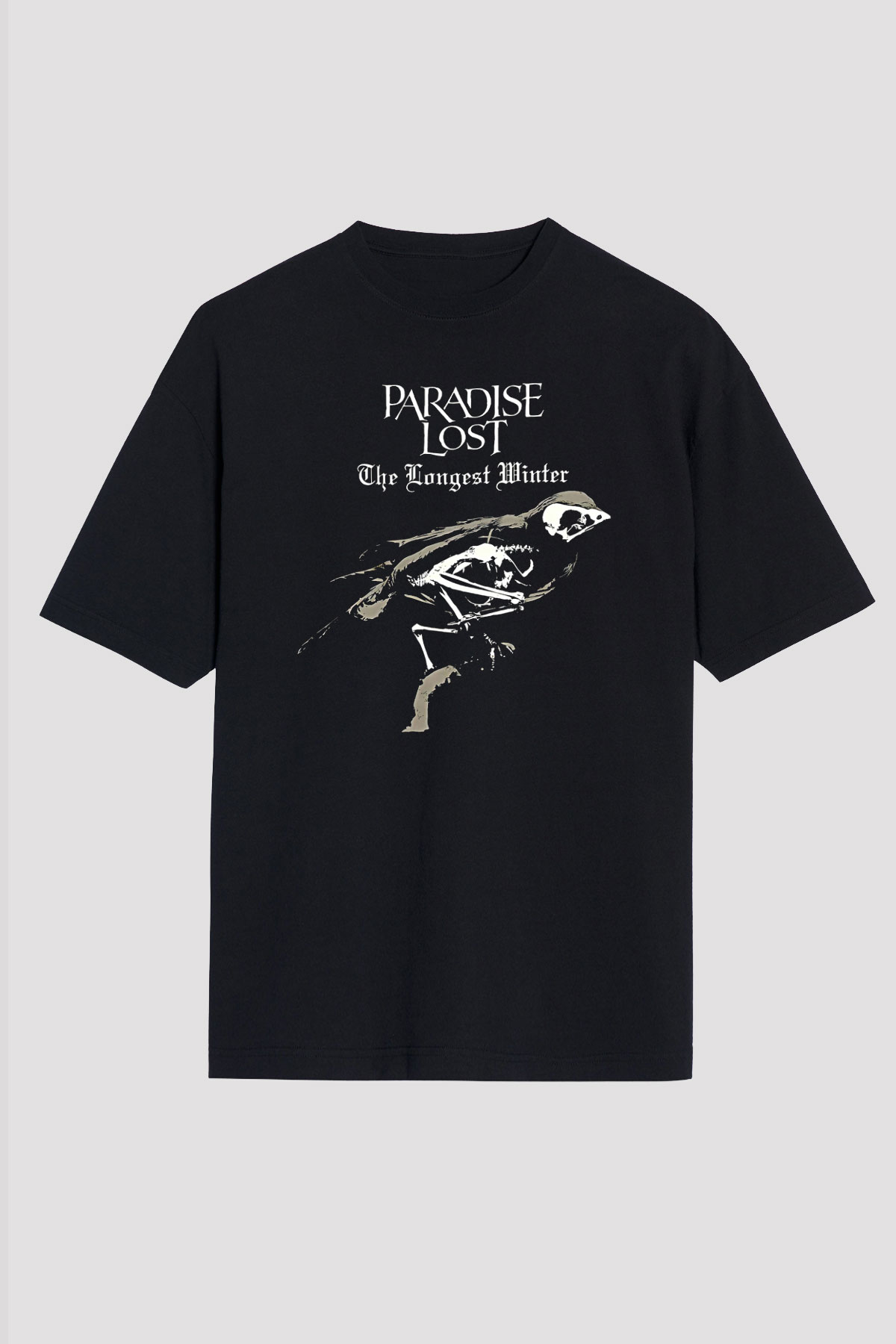 Paradise Lost Baskılı Unisex Siyah Oversize Tişört - Tshirt