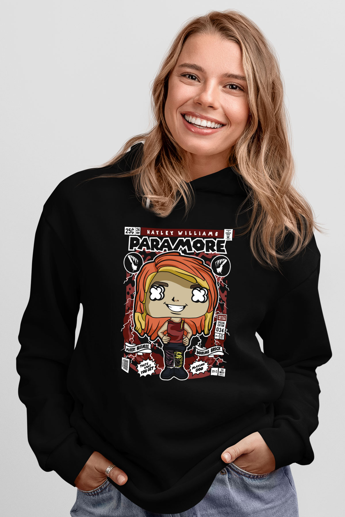 Paramore Hayley Williams Baskılı Unisex Siyah Hoodie