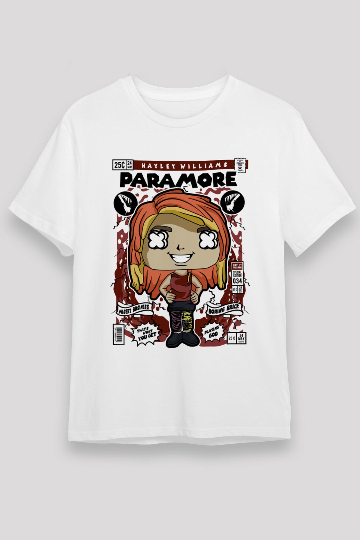 Paramore Hayley Williams Baskılı Unisex Beyaz Tişört