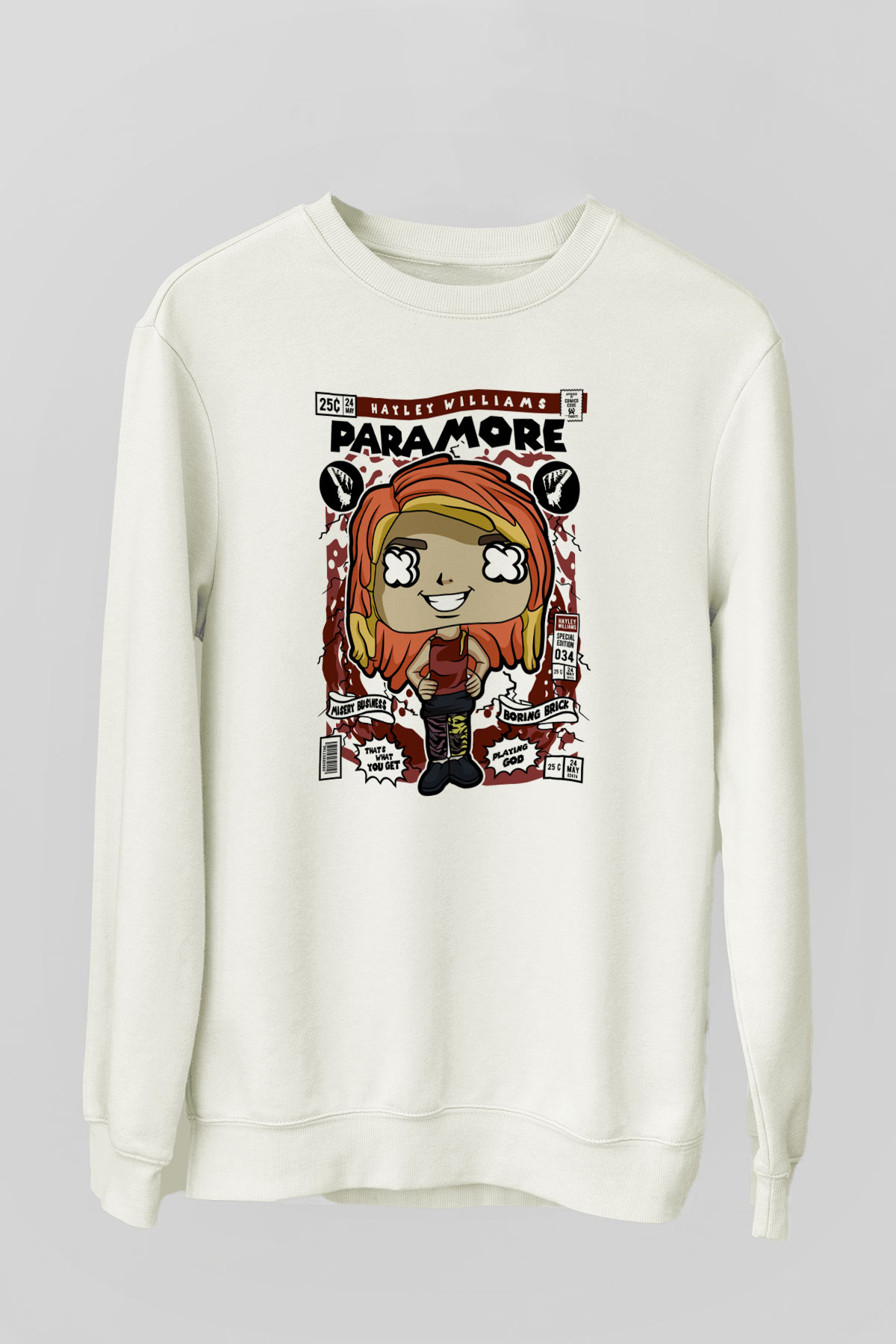 Paramore Hayley Williams Baskılı Unisex Beyaz Sweatshirt