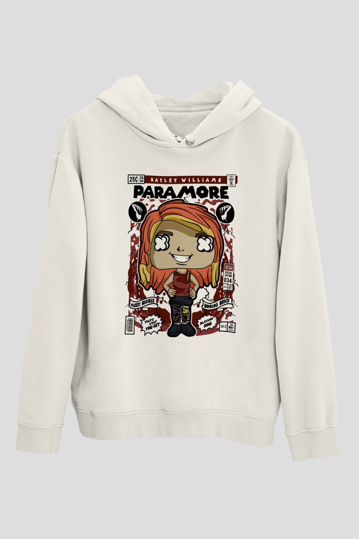Paramore Hayley Williams Baskılı Unisex Beyaz Hoodie
