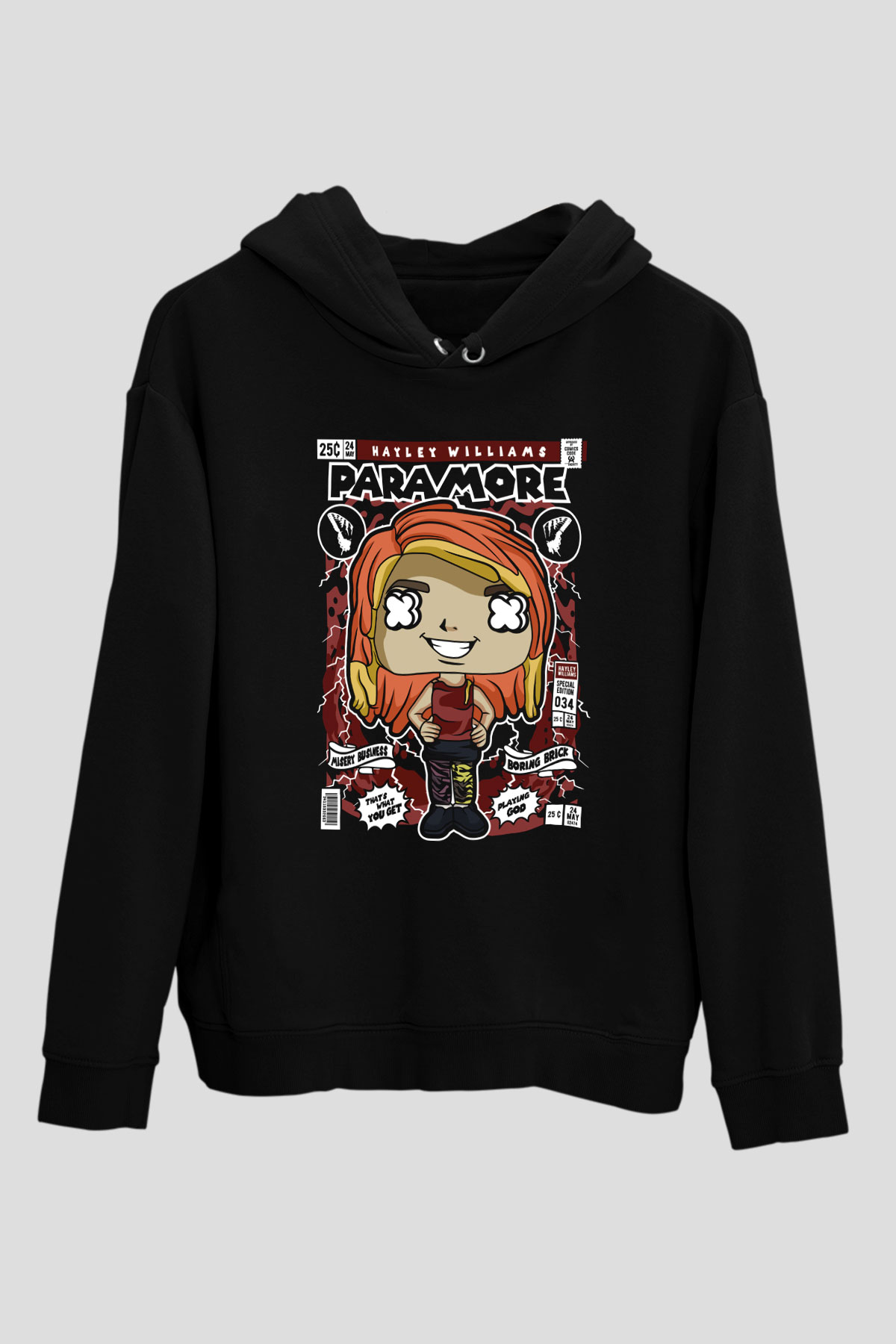 Paramore Hayley Williams Baskılı Unisex Siyah Hoodie