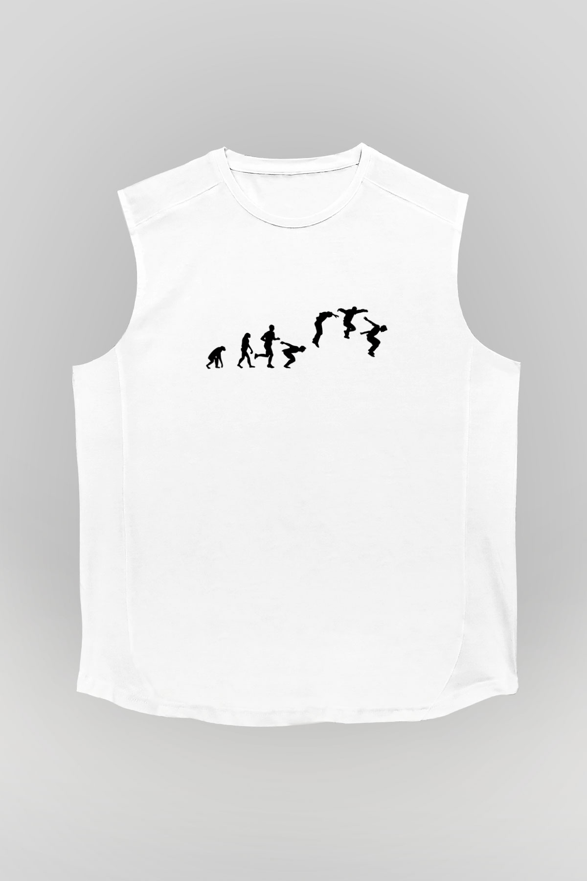 Parkour Baskılı Unisex Kolsuz Beyaz Tişört
