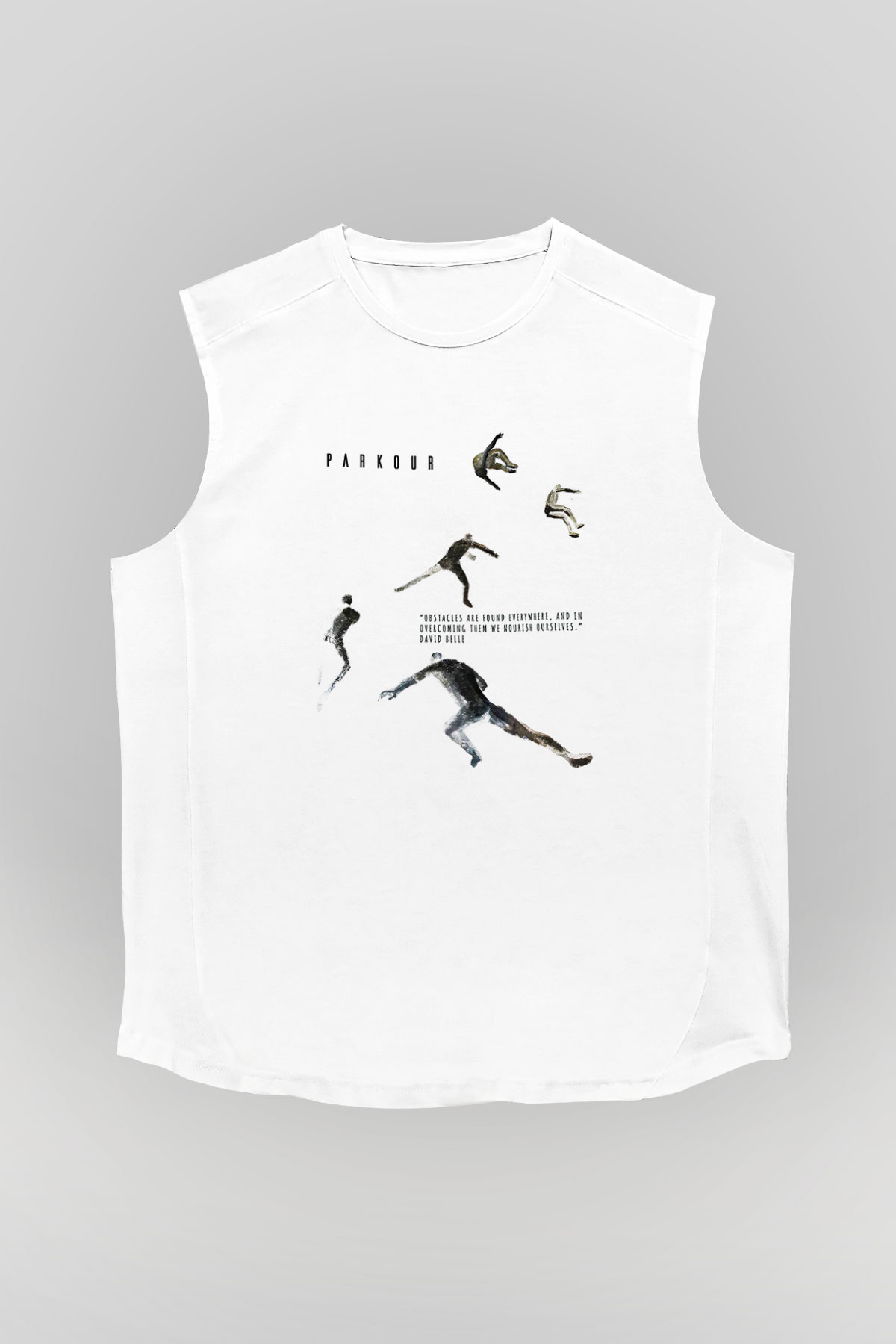 Parkour Baskılı Unisex Kolsuz Beyaz Tişört