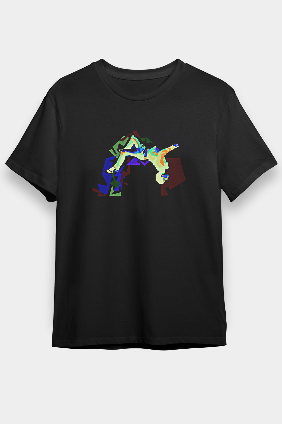 Parkour Baskılı Unisex Siyah Tişört - Tshirt