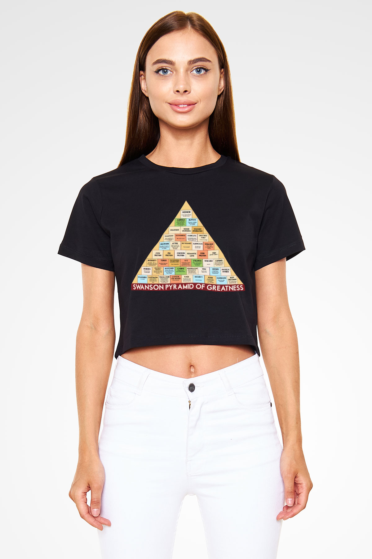 Parks and Recreation Siyah Crop Top Tişört