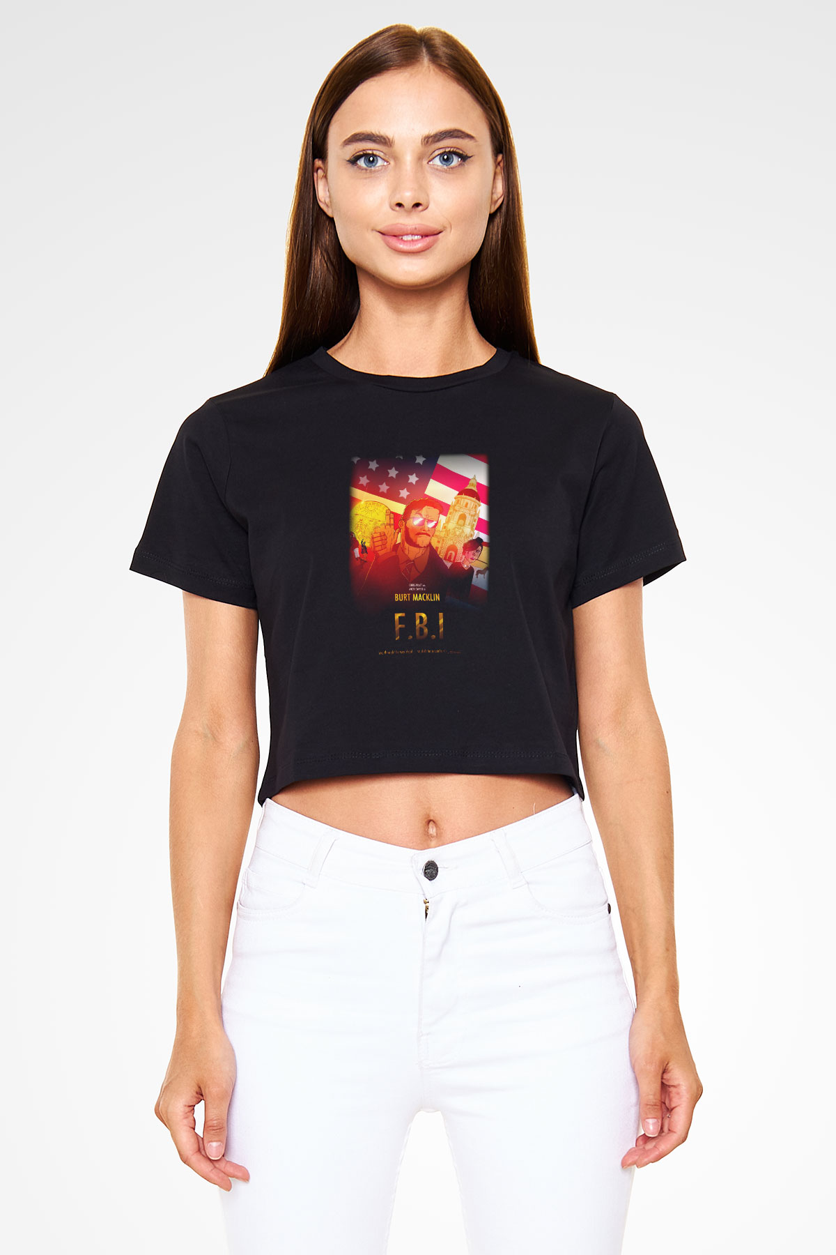 Parks and Recreation Siyah Crop Top Tişört