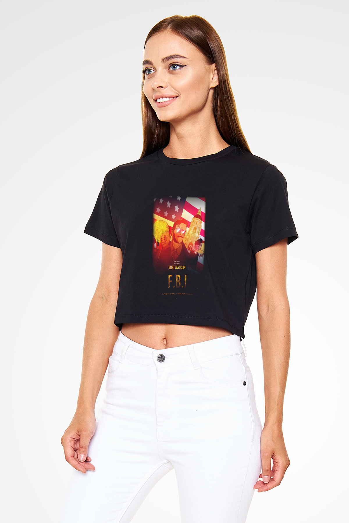 Parks and Recreation Siyah Crop Top Tişört