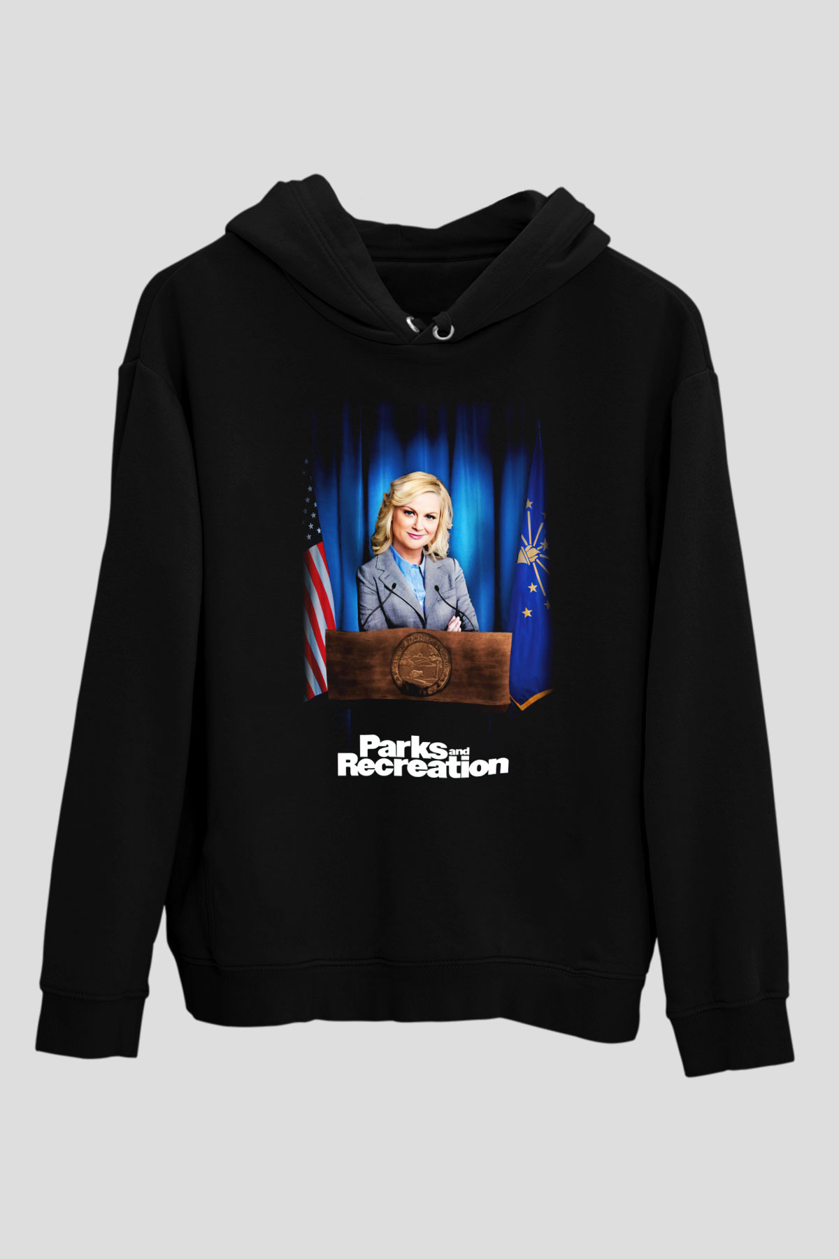 Parks and Recreation Siyah Unisex Kapüşonlu Sweatshirt