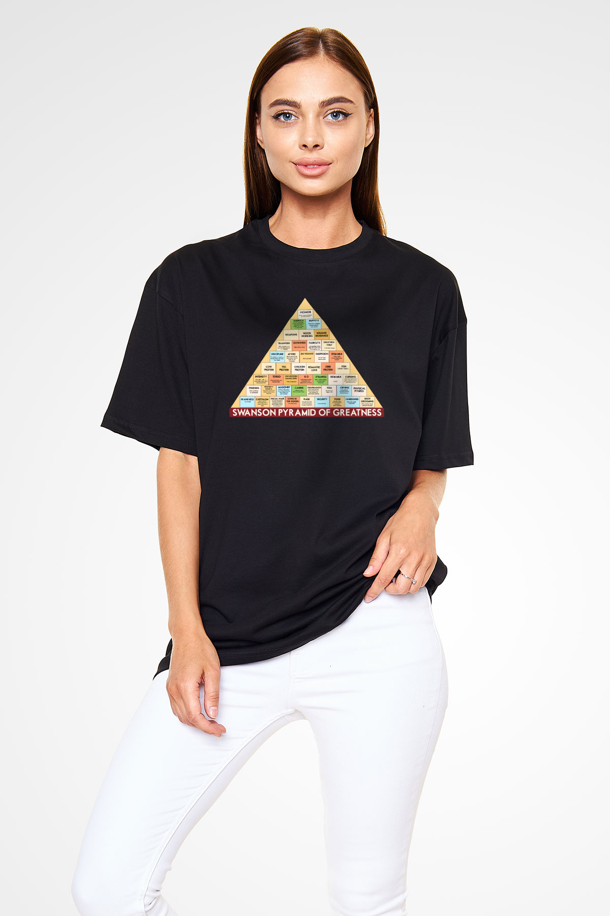 Parks and Recreation Siyah Unisex Oversize Tişört