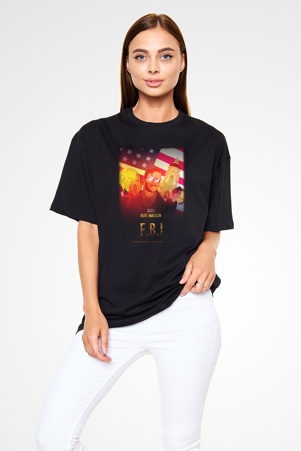 Parks and Recreation Siyah Unisex Oversize Tişört