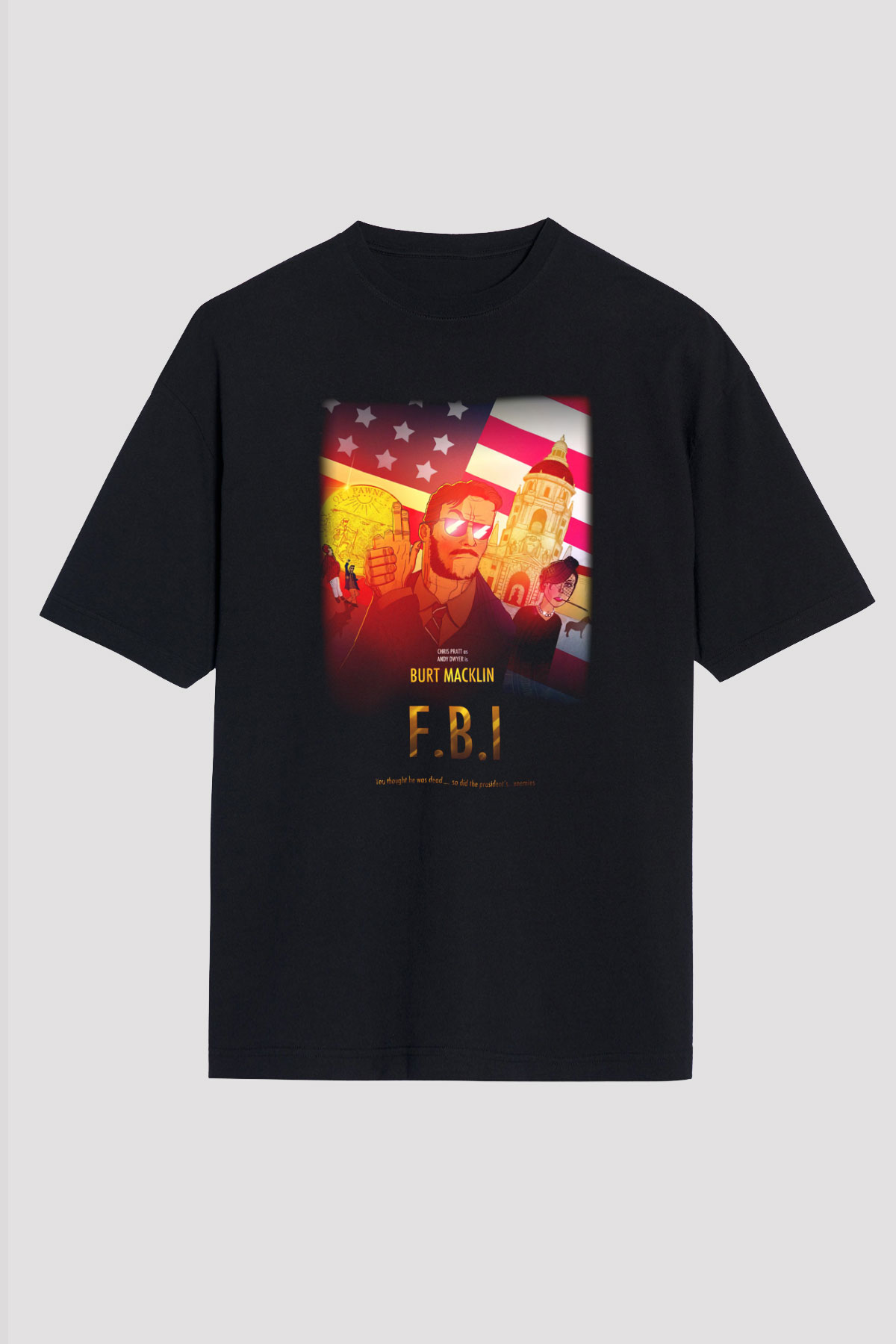 Parks and Recreation Siyah Unisex Oversize Tişört