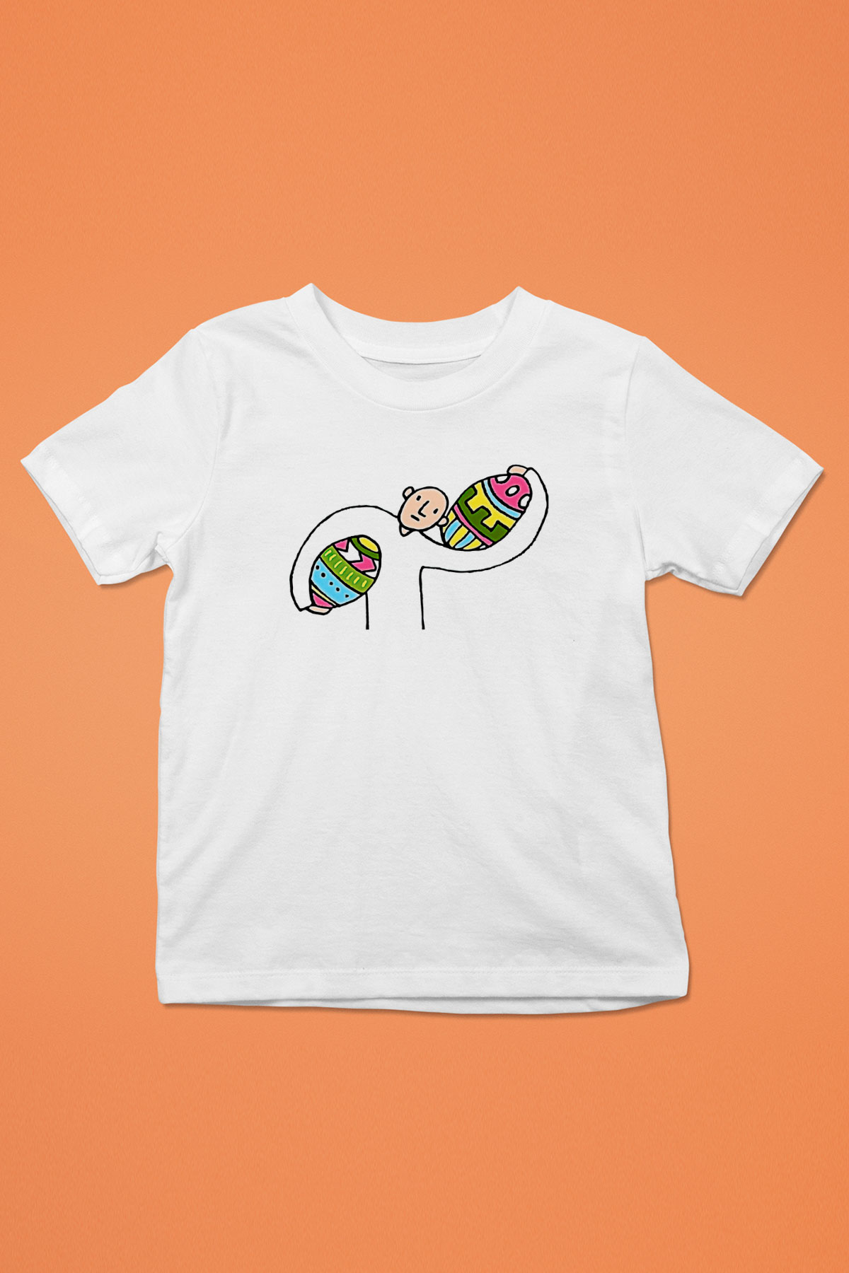 Paskalya Baskılı Beyaz Unisex Beyaz Çocuk Tişört - Tshirt