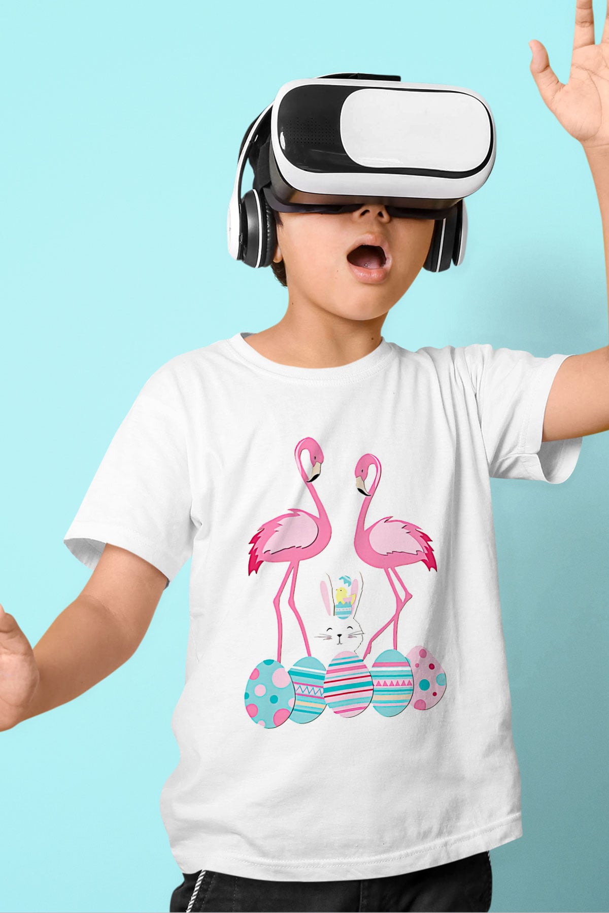 Paskalya Baskılı Beyaz Unisex Beyaz Çocuk Tişört - Tshirt