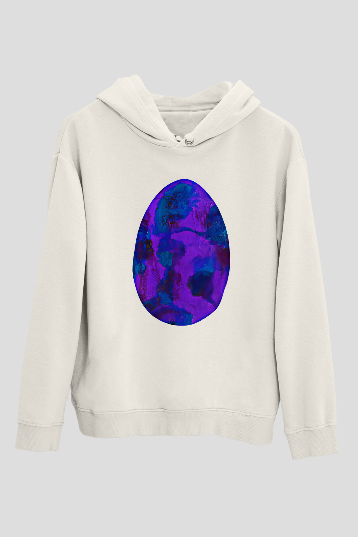 Paskalya Baskılı Beyaz Unisex Kapüşonlu Sweatshirt