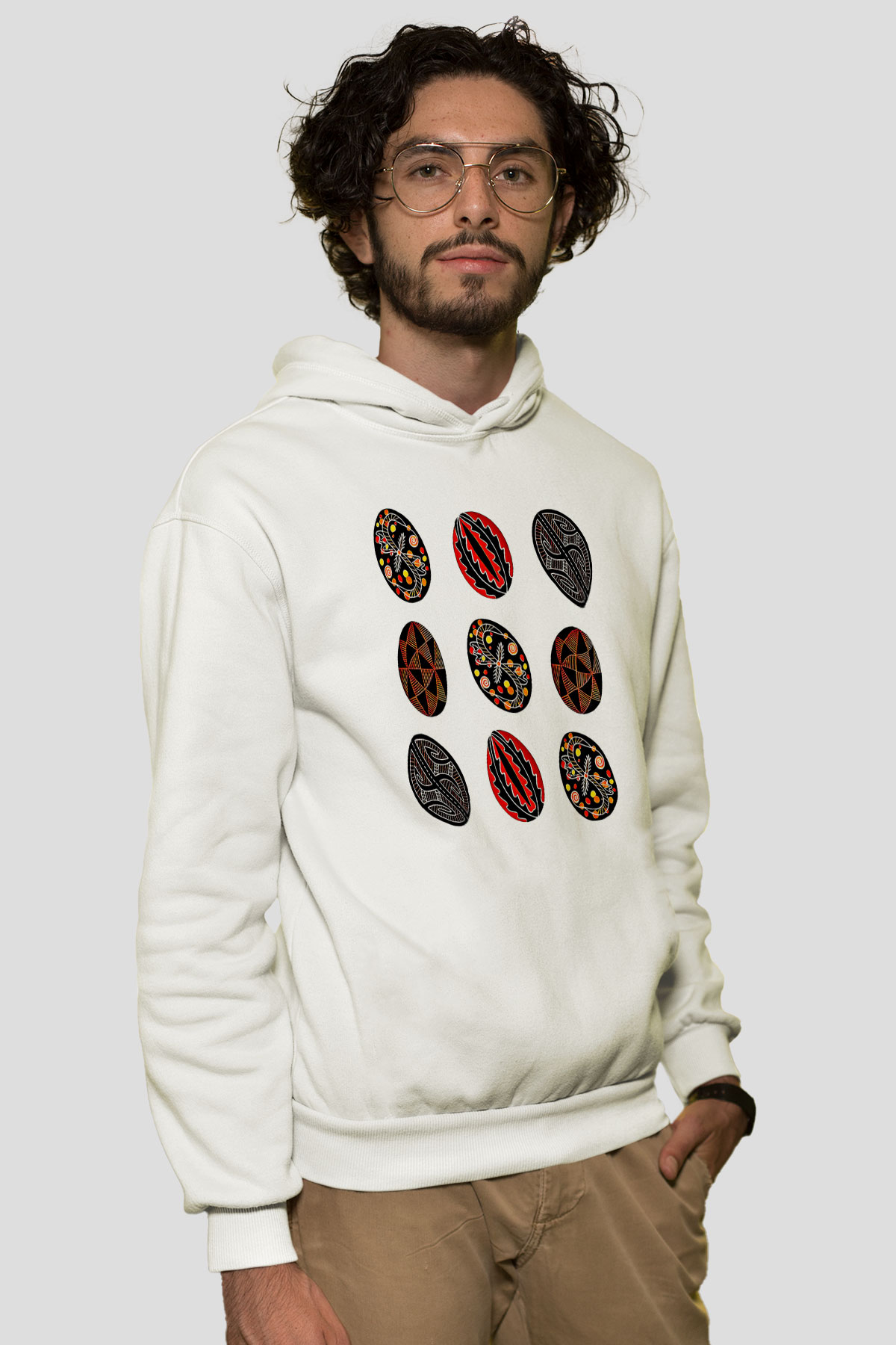Paskalya Baskılı Beyaz Unisex Kapüşonlu Sweatshirt