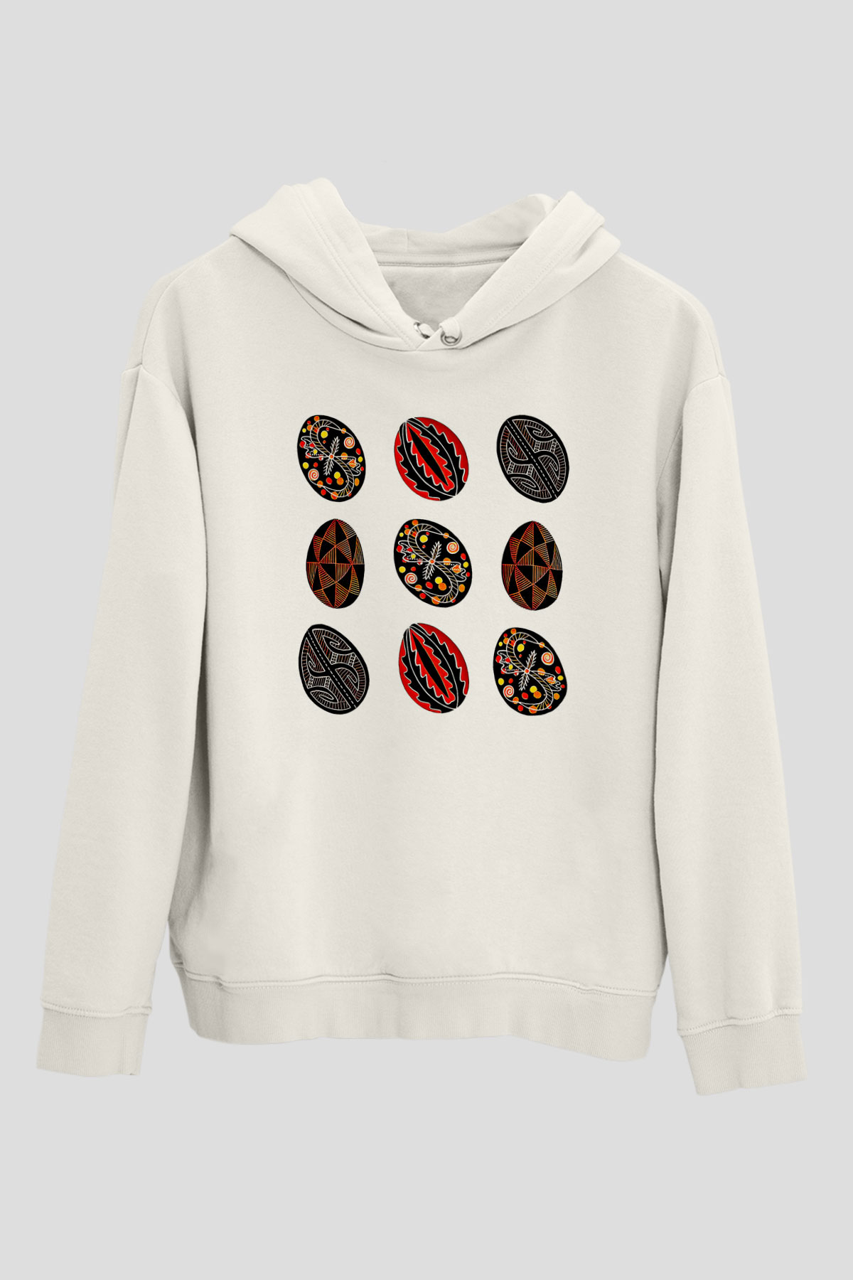 Paskalya Baskılı Beyaz Unisex Kapüşonlu Sweatshirt