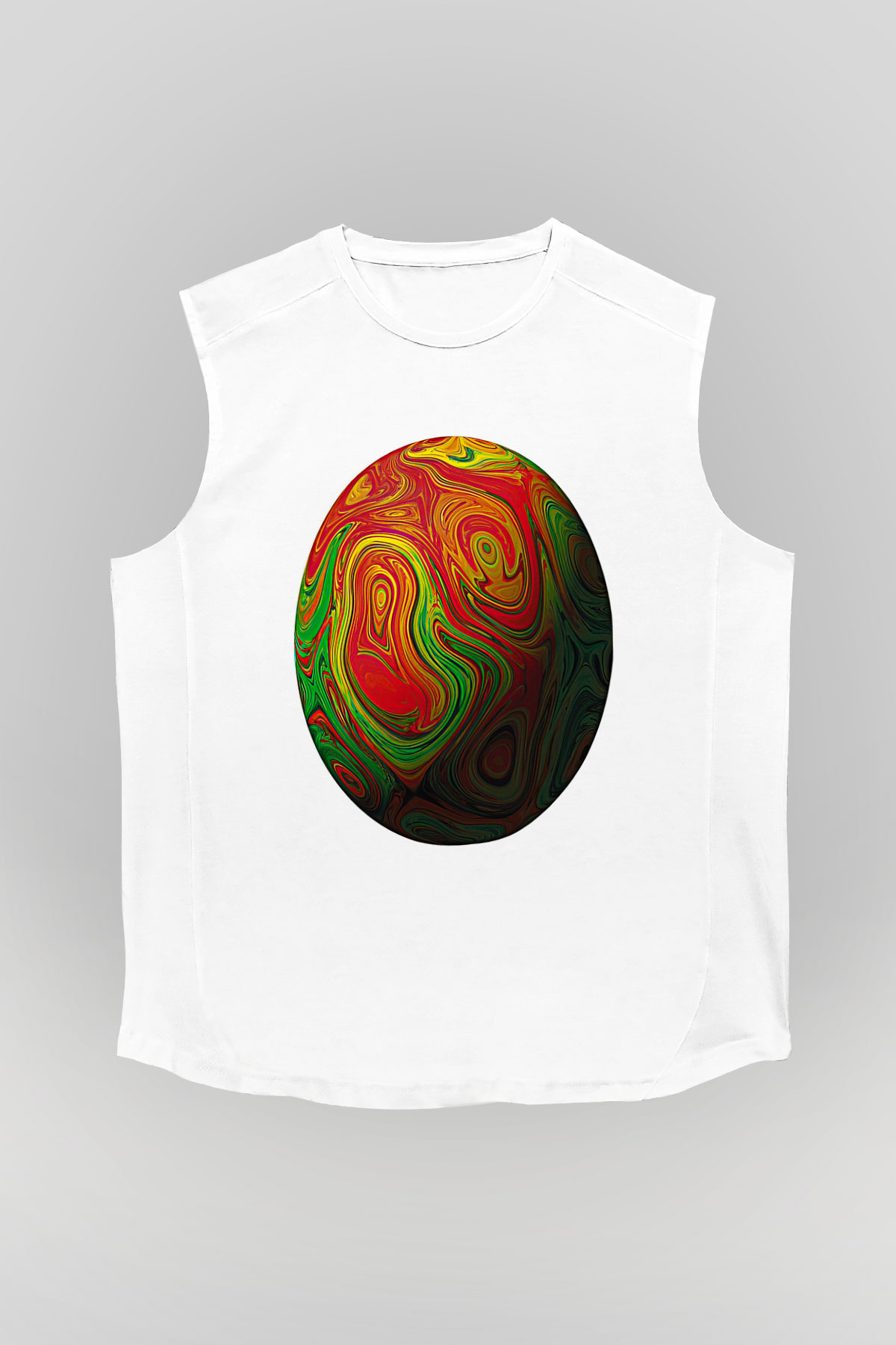 Paskalya Baskılı Beyaz Unisex Kolsuz Tişört - Tshirt