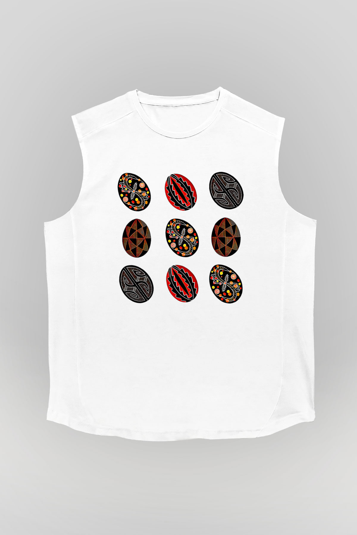 Paskalya Baskılı Beyaz Unisex Kolsuz Tişört - Tshirt