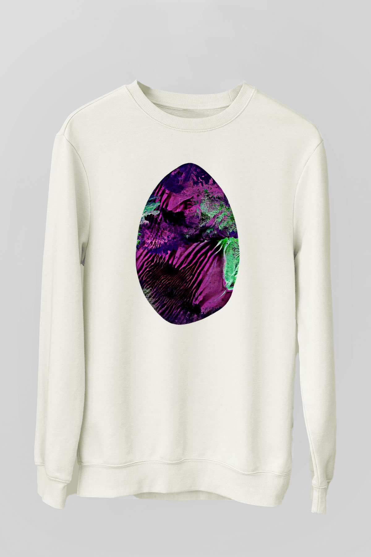 Paskalya Baskılı Beyaz Unisex Sweatshirt
