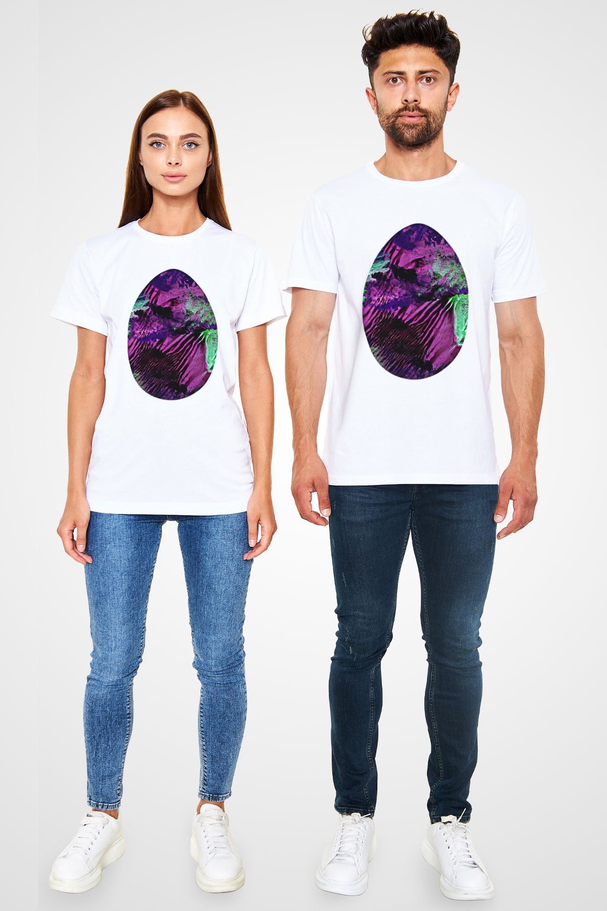 Paskalya Baskılı Unisex Beyaz Tişört - Tshirt