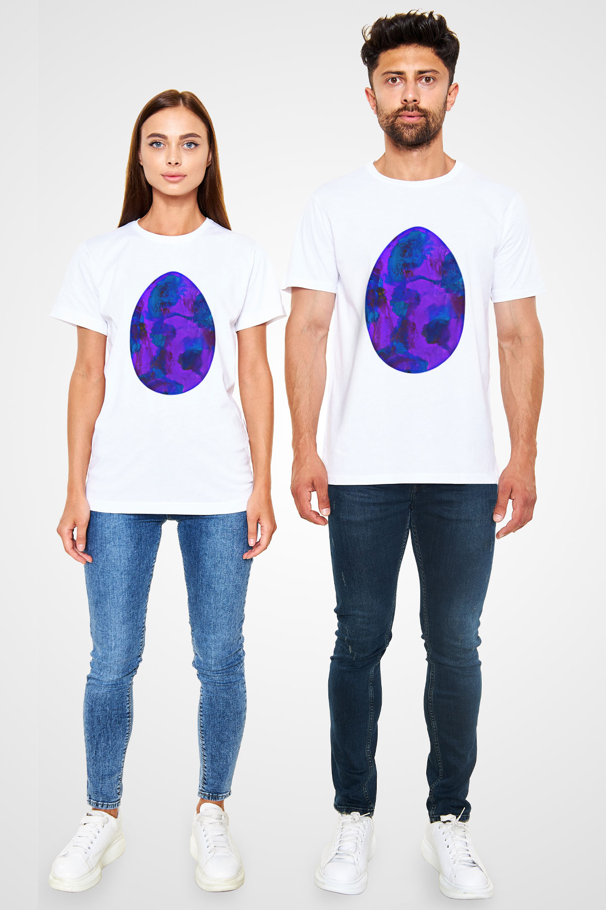 Paskalya Baskılı Unisex Beyaz Tişört - Tshirt