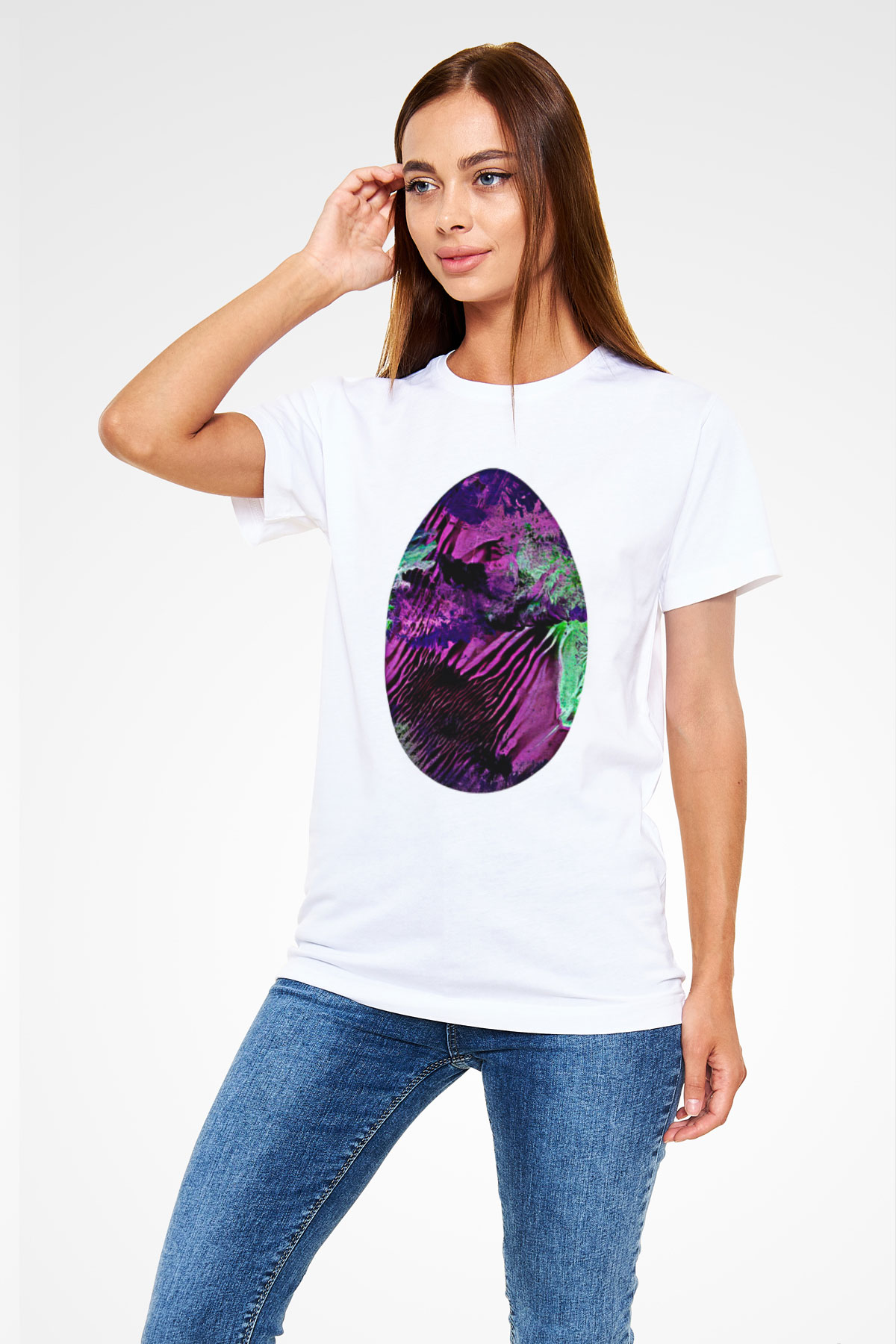 Paskalya Baskılı Unisex Beyaz Tişört - Tshirt