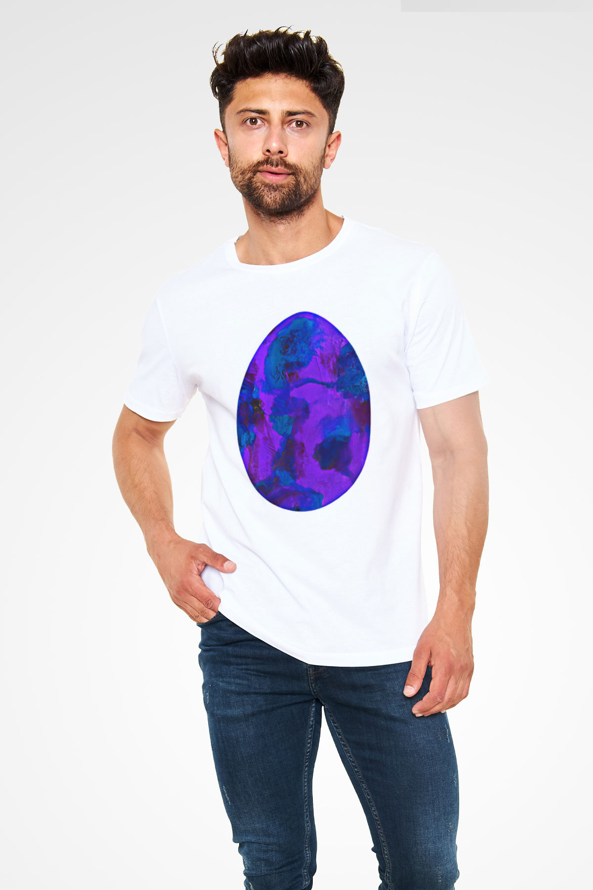 Paskalya Baskılı Unisex Beyaz Tişört - Tshirt