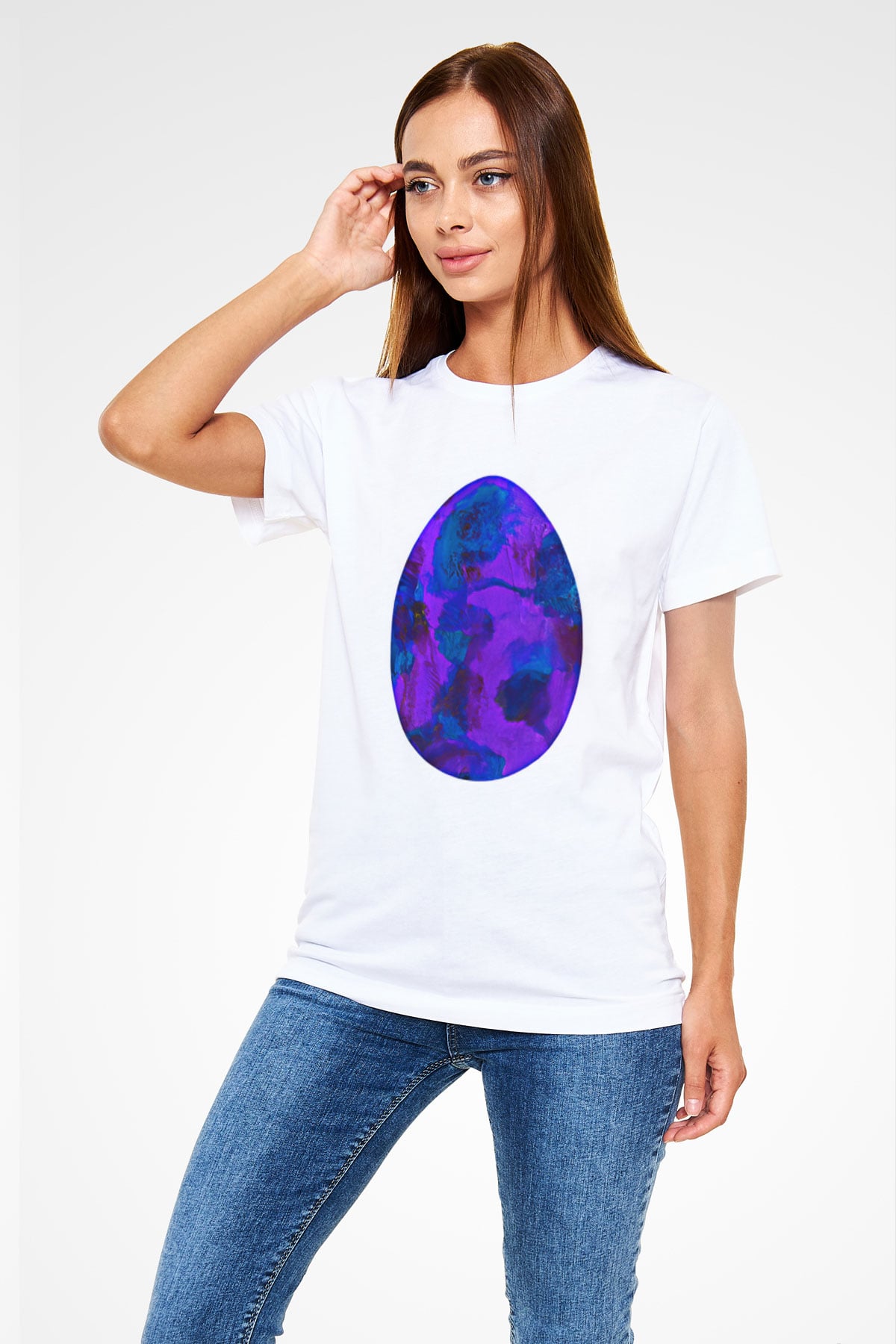 Paskalya Baskılı Unisex Beyaz Tişört - Tshirt