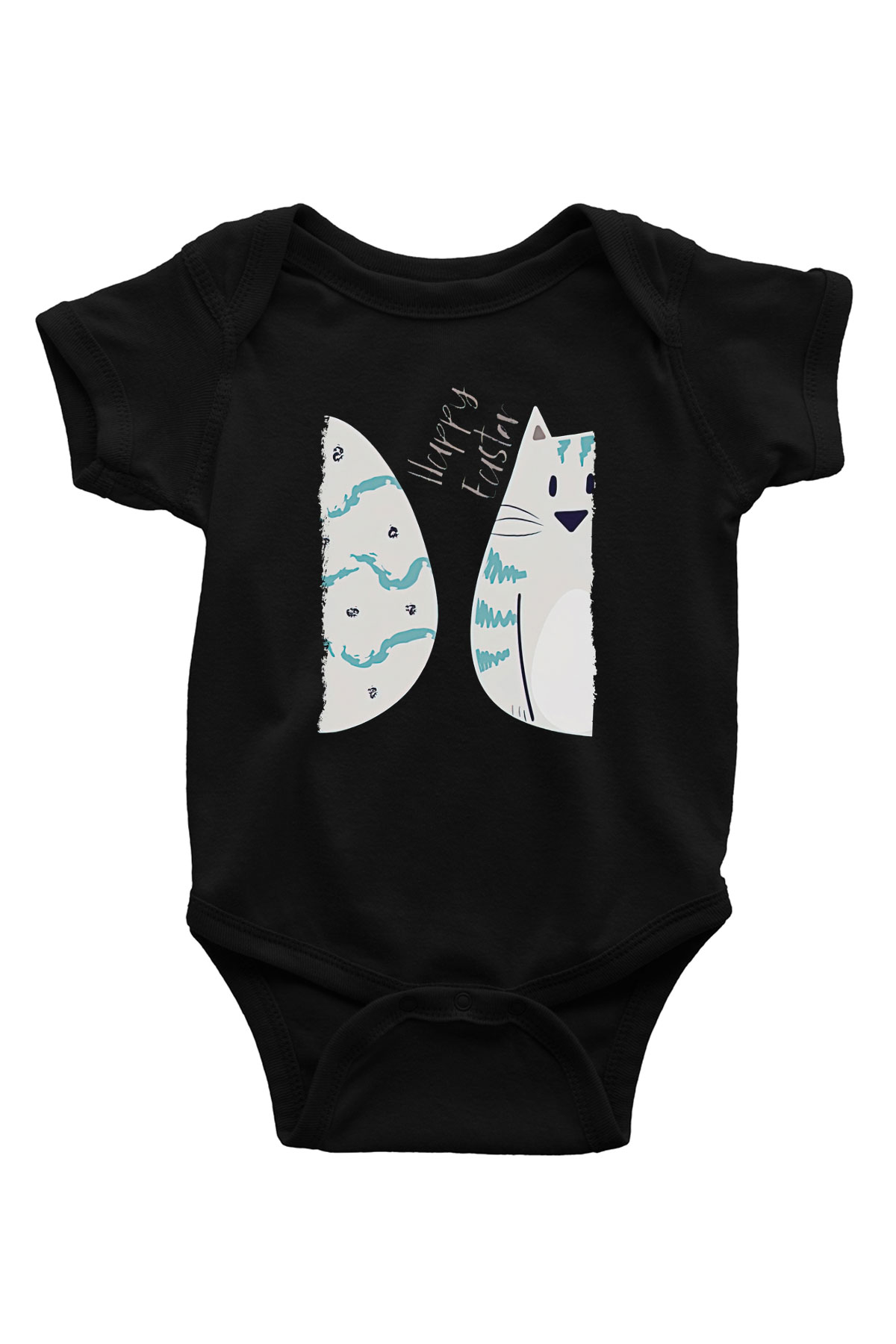 Paskalya Baskılı Unisex Siyah Bebek Body - Zıbın