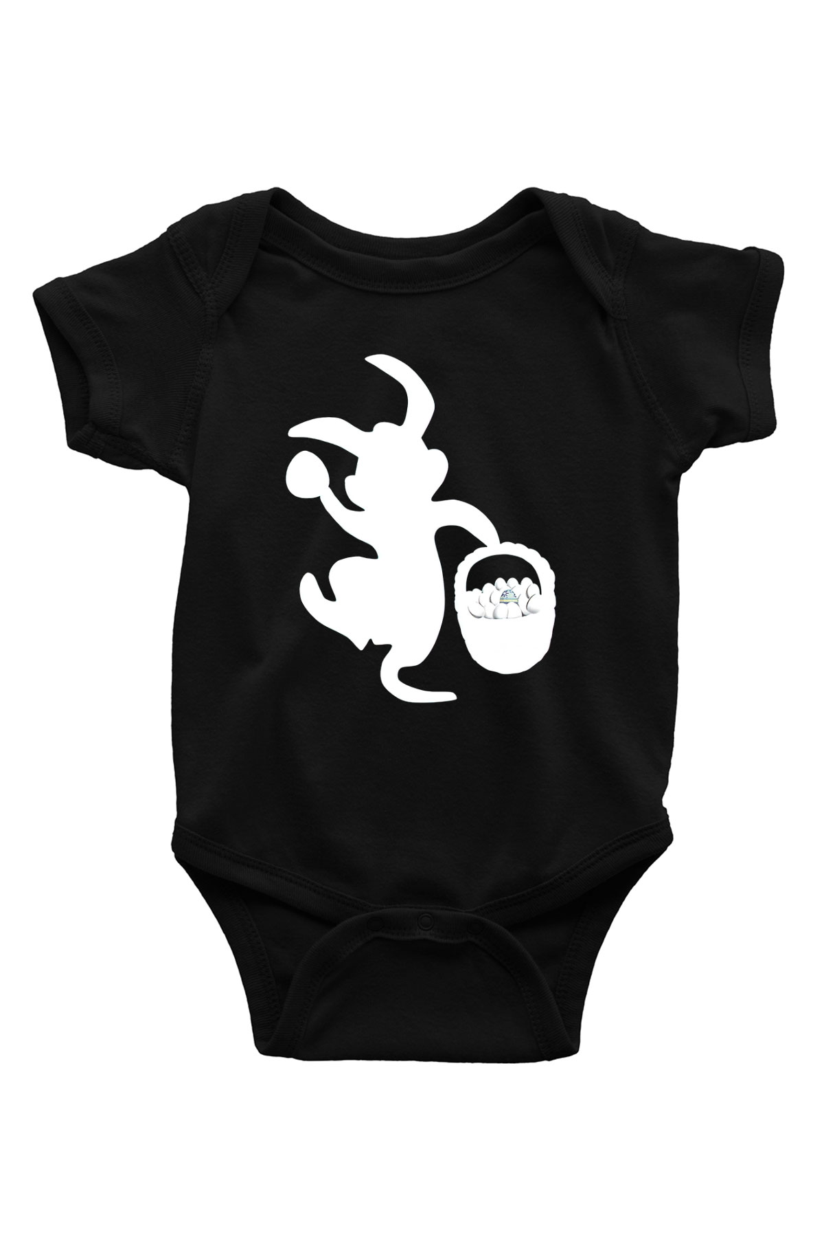 Paskalya Baskılı Unisex Siyah Bebek Body - Zıbın